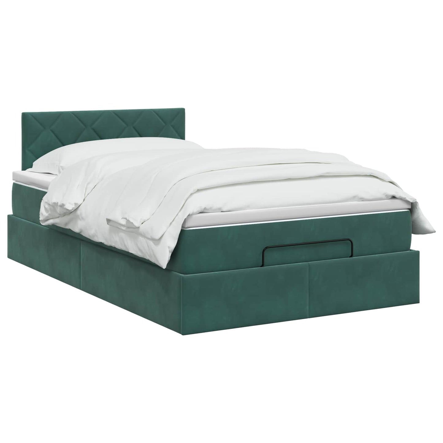 vidaXL Κρεβάτι Ottoman με στρώμα Σκούρο Πράσινο 120 x 190 cm Βελούδο