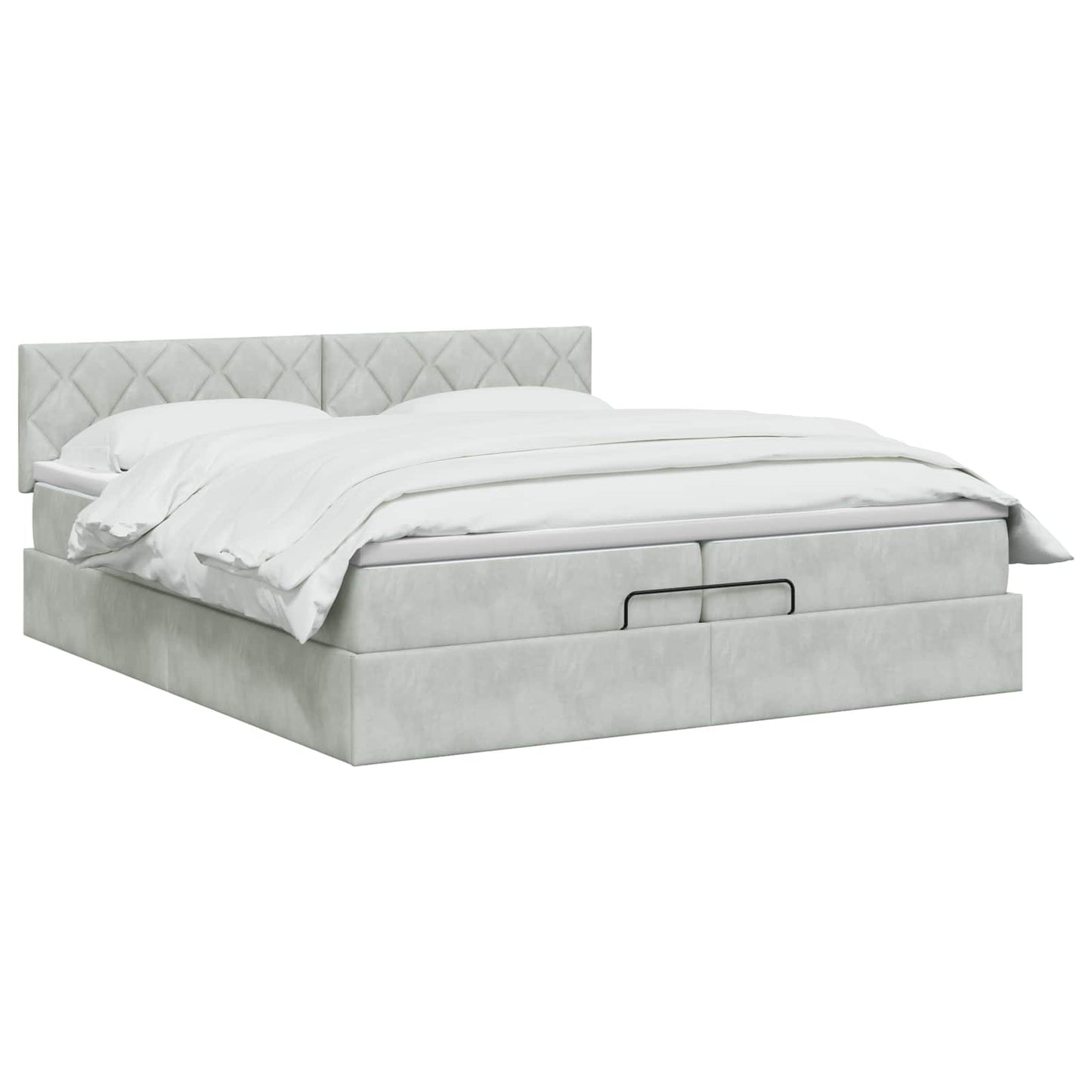 vidaXL Κρεβάτι Ottoman με στρώμα Ανοιχτό γκρι 200 x 200 cm Βελούδο