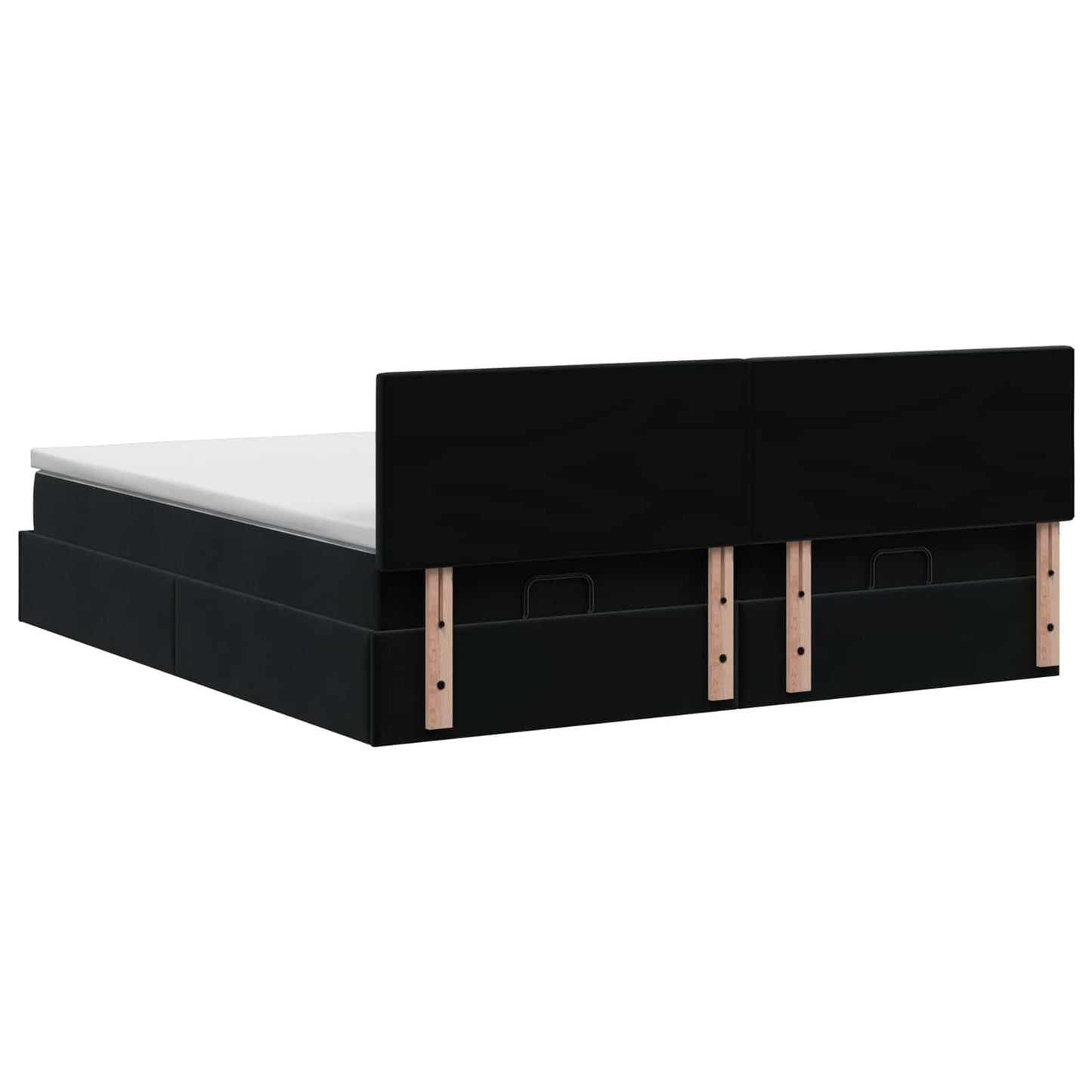 vidaXL Κρεβάτι Ottoman με στρώμα με κεφαλάρι 2 pcs Μαύρο Βελούδο