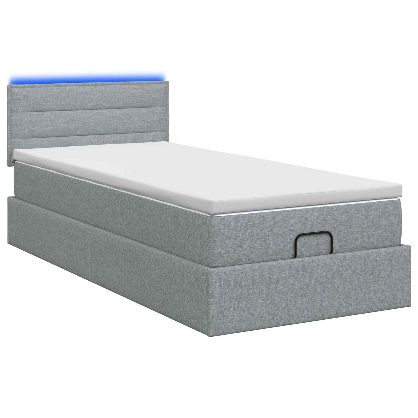 vidaXL Κρεβάτι Ottoman με Στρώμα και LED Ανοιχτό γκρι 90 x 190 cm