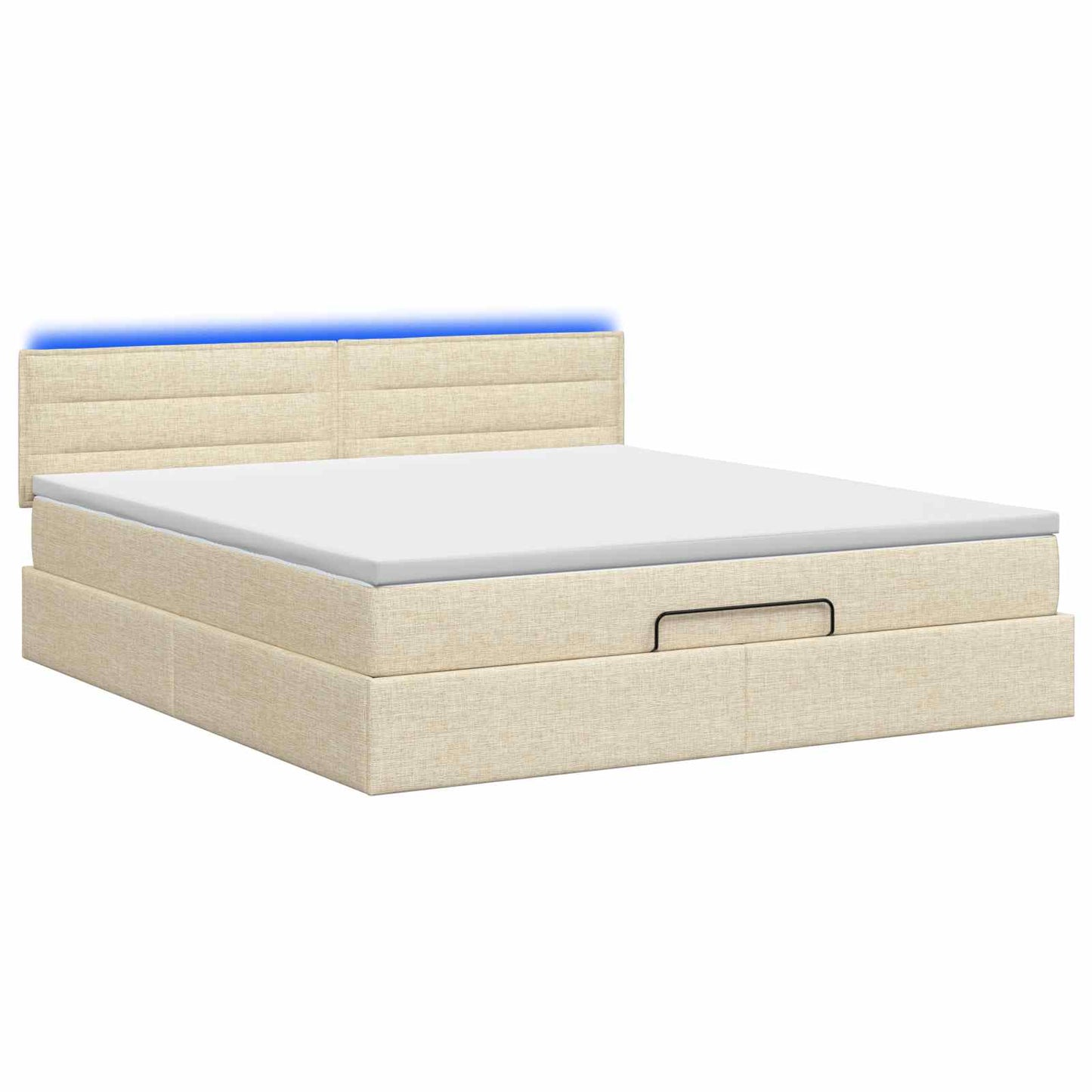 vidaXL Κρεβάτι Ottoman με Στρώμα και LED Κρεμ 140 x 190 cm Ύφασμα