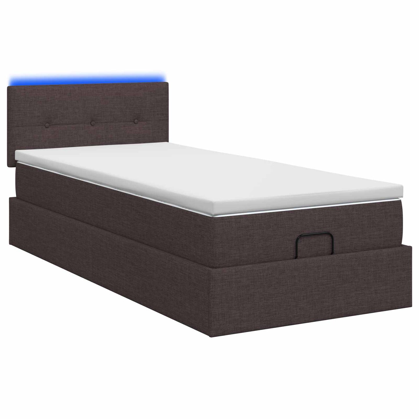 vidaXL Κρεβάτι Ottoman με Στρώμα και LED Σκούρο Καφέ 80 x 200 cm