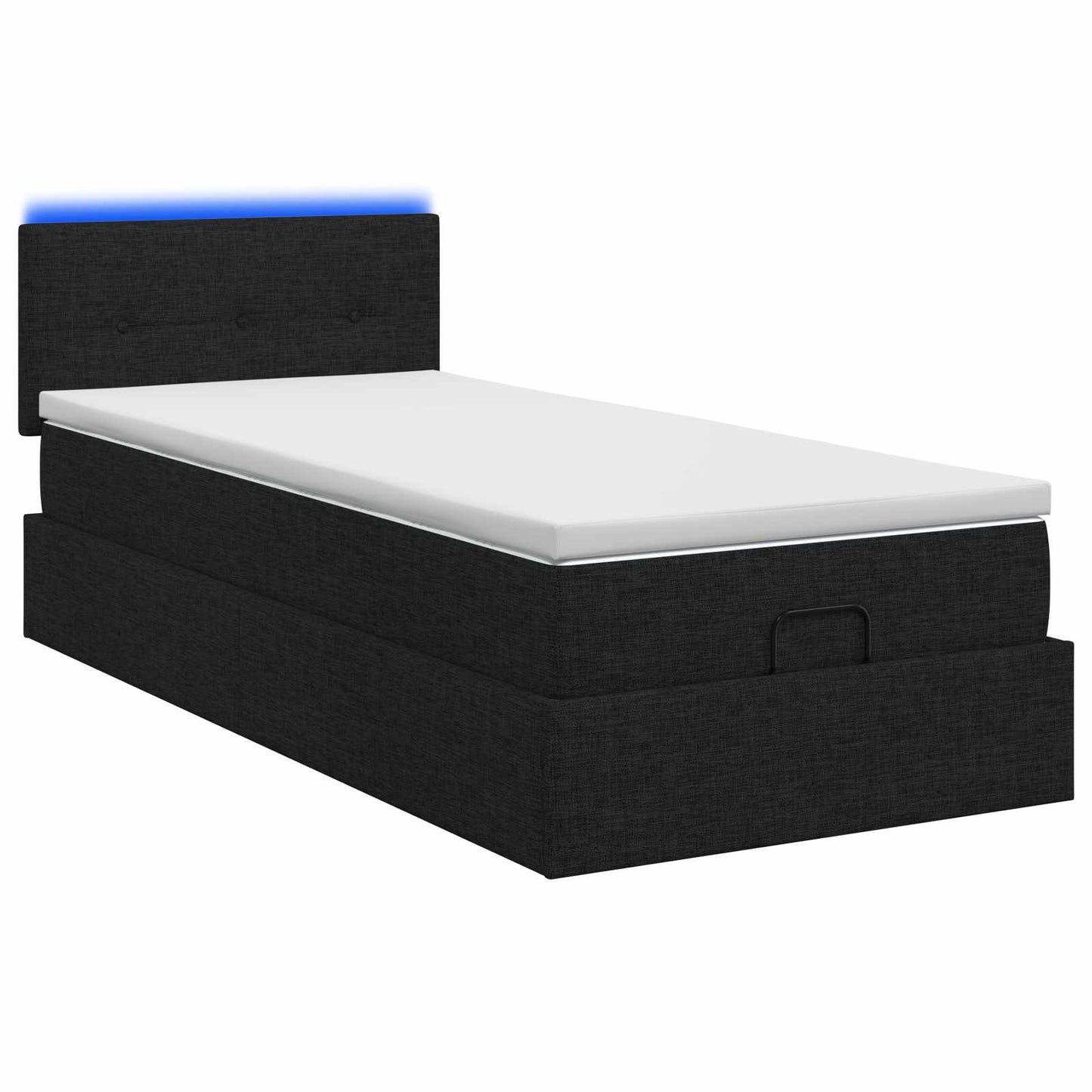 vidaXL Κρεβάτι Ottoman με Στρώμα και LED Μαύρο 90 x 190 cm Ύφασμα