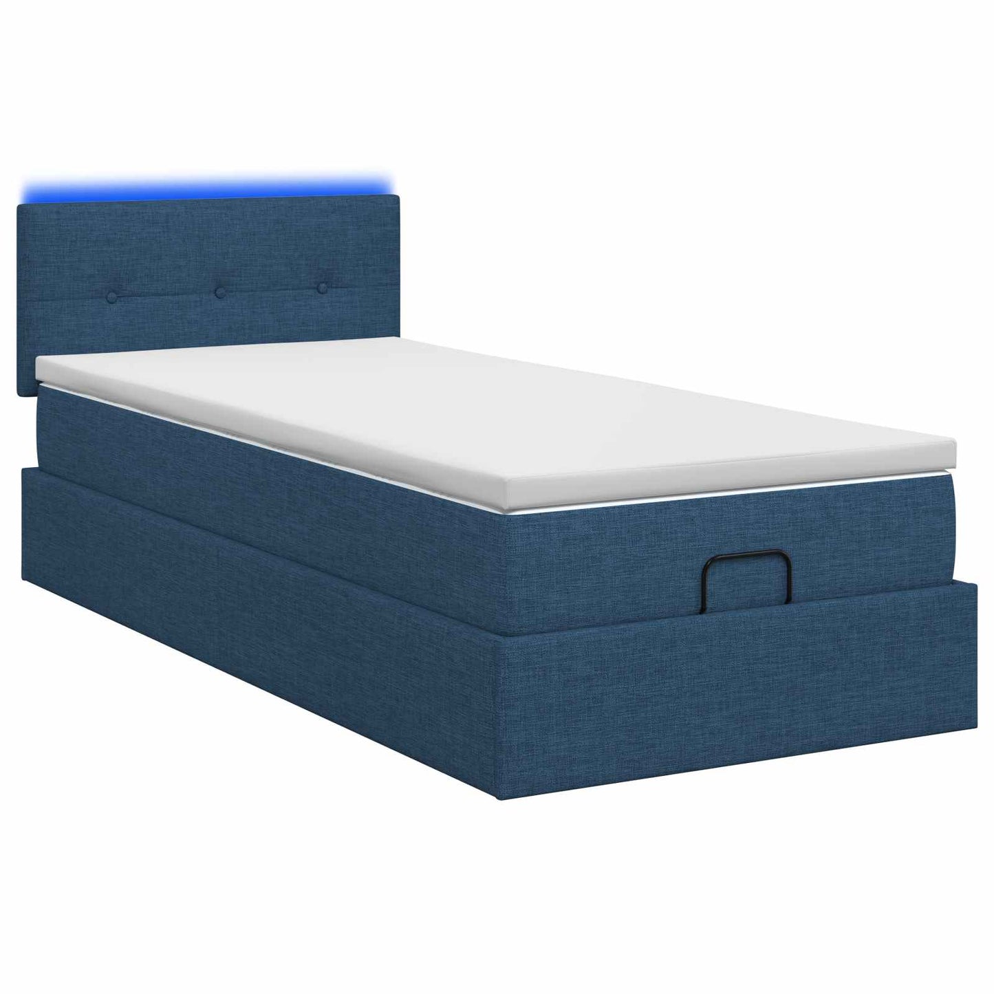 vidaXL Κρεβάτι Ottoman με Στρώμα και LED Μπλε 90 x 190 cm Ύφασμα