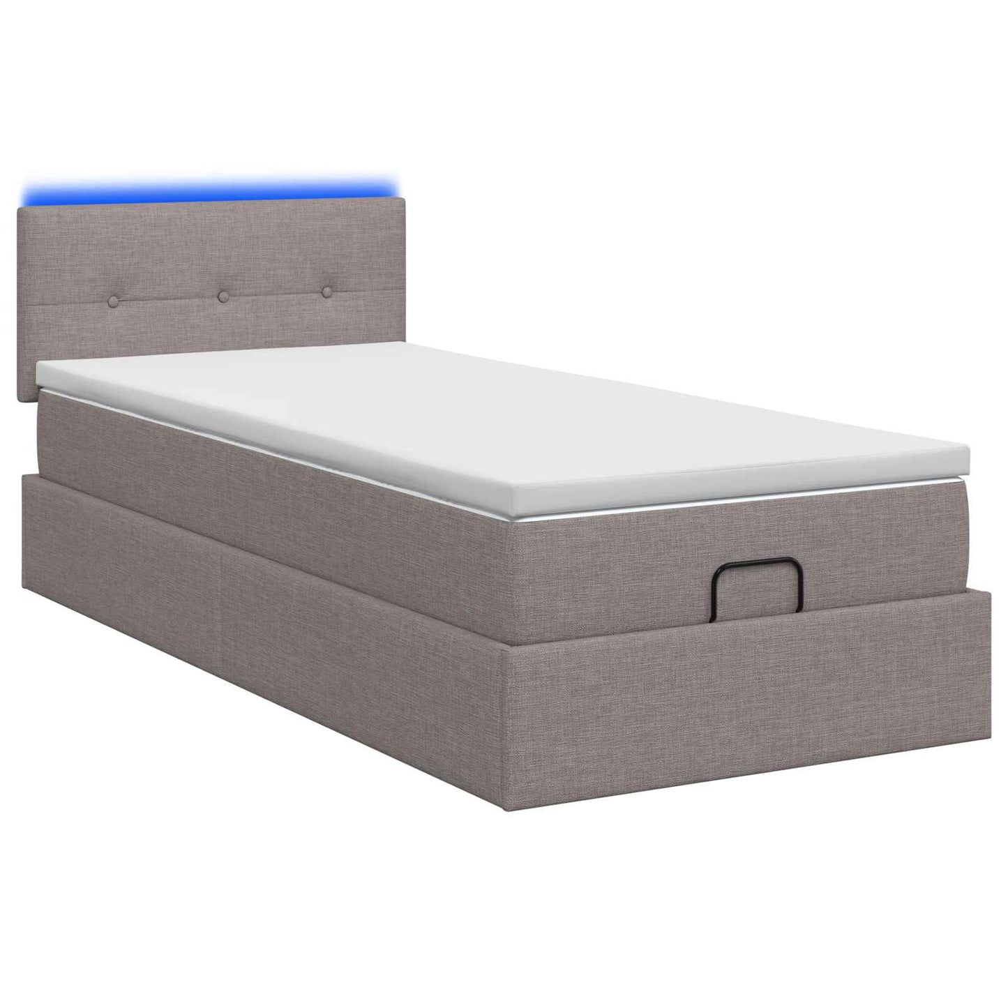 vidaXL Κρεβάτι Ottoman με Στρώμα και LED Taupe 90 x 200 cm Ύφασμα