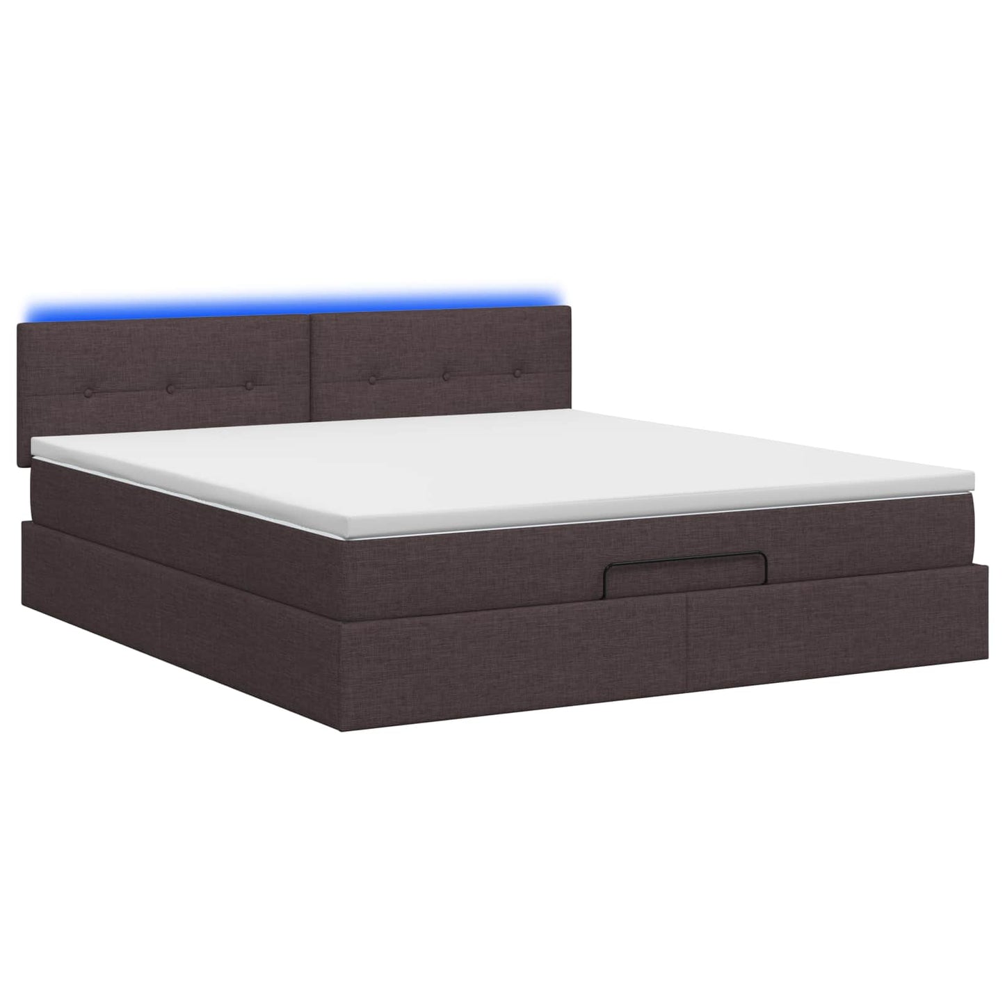 vidaXL Κρεβάτι Ottoman με Στρώμα και LED Σκούρο Καφέ 140 x 190 cm