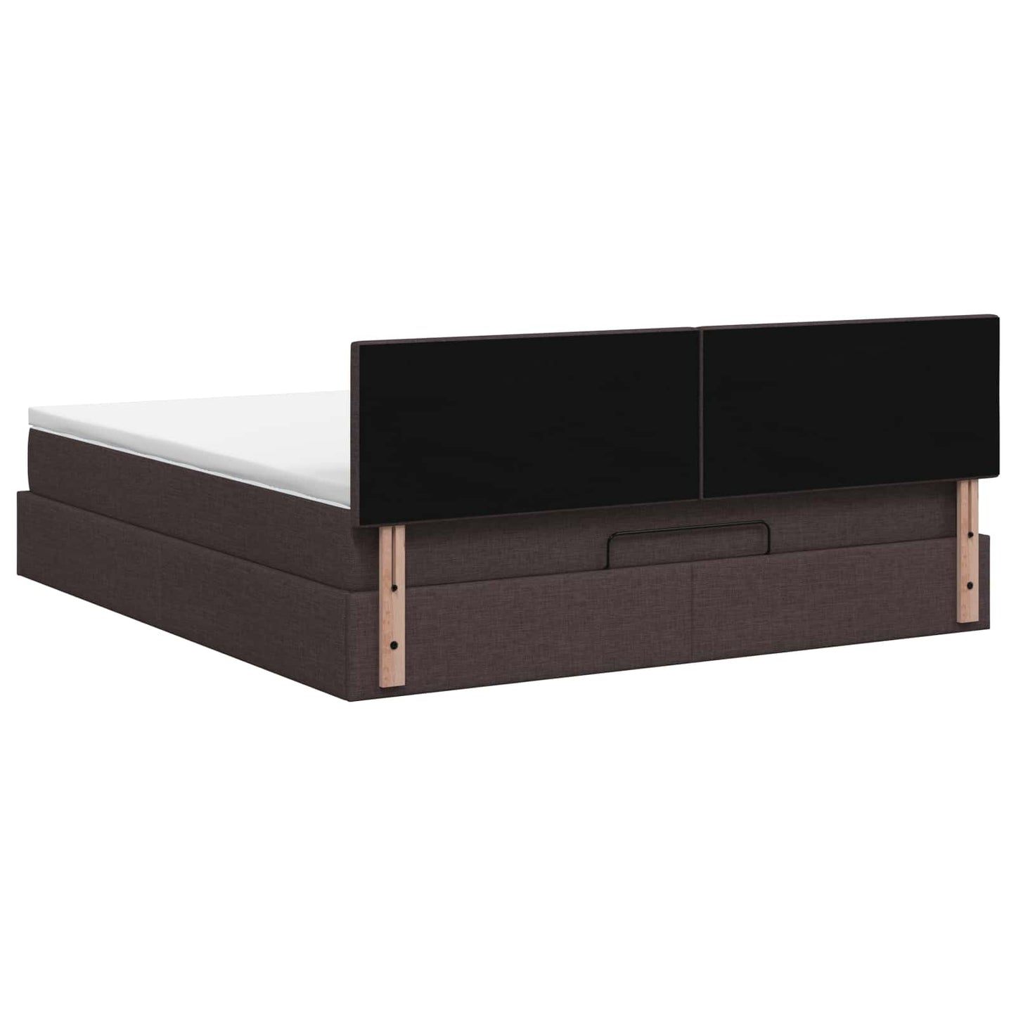 vidaXL Κρεβάτι Ottoman με Στρώμα και LED Σκούρο Καφέ 140 x 190 cm