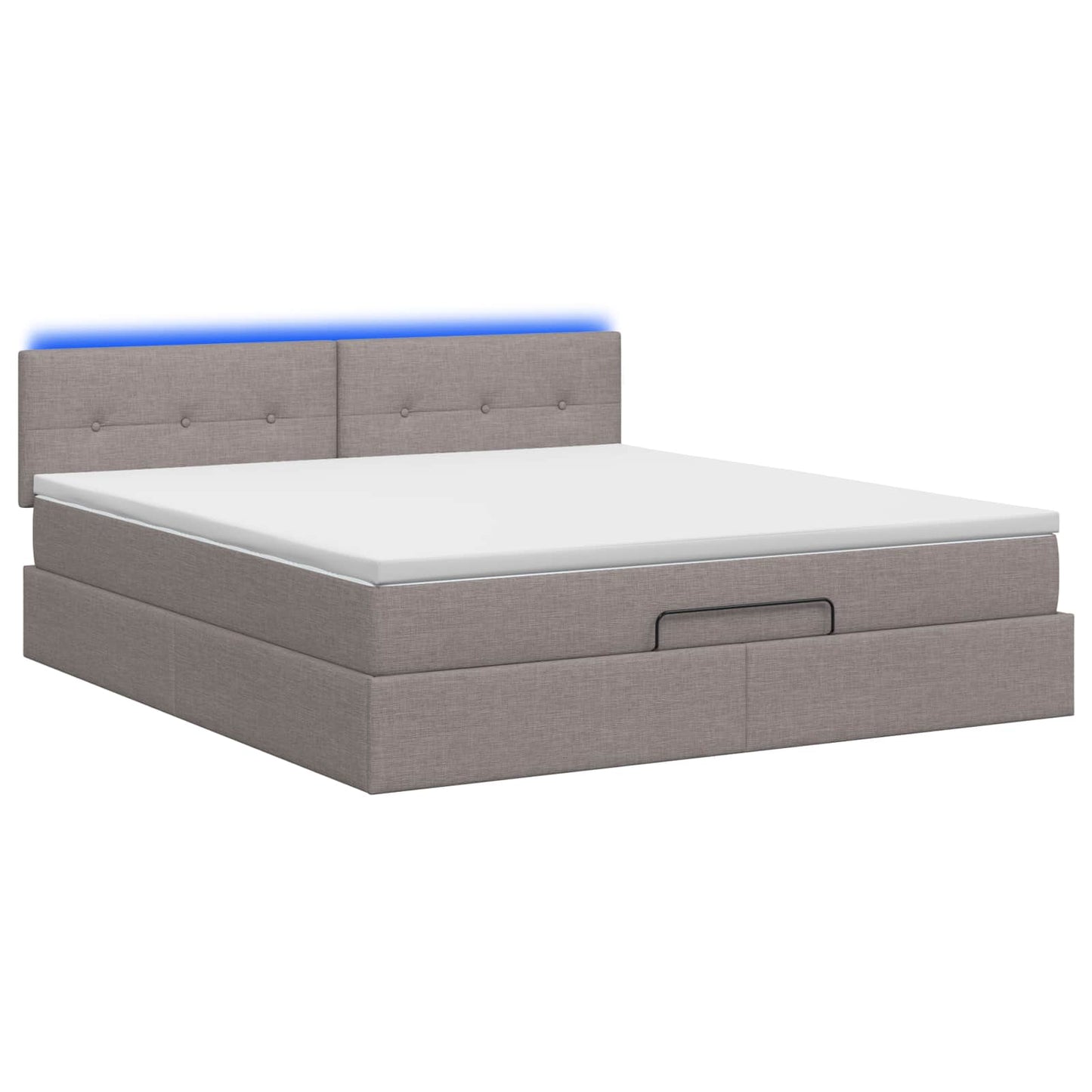 vidaXL Κρεβάτι Ottoman με Στρώμα και LED Taupe 140 x 190 cm Ύφασμα