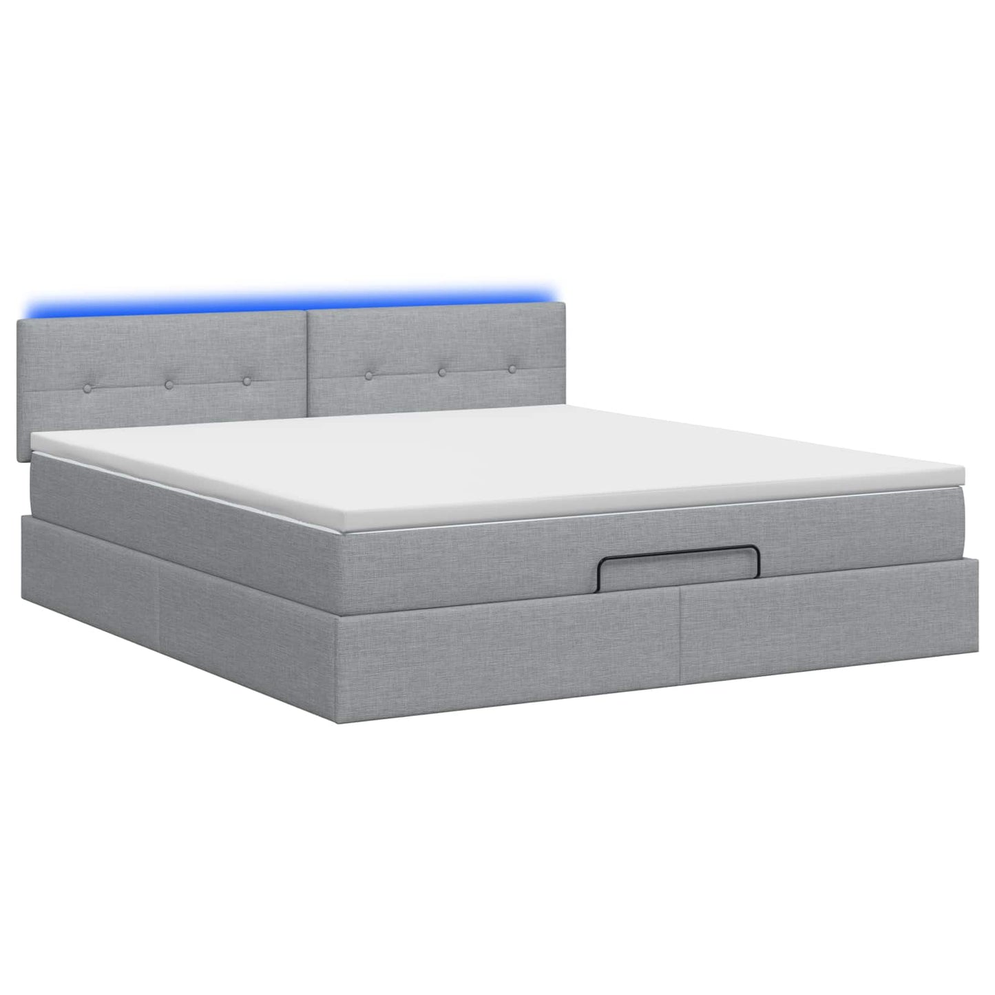 vidaXL Κρεβάτι Ottoman με Στρώμα και LED Ανοιχτό γκρι 180 x 200 cm