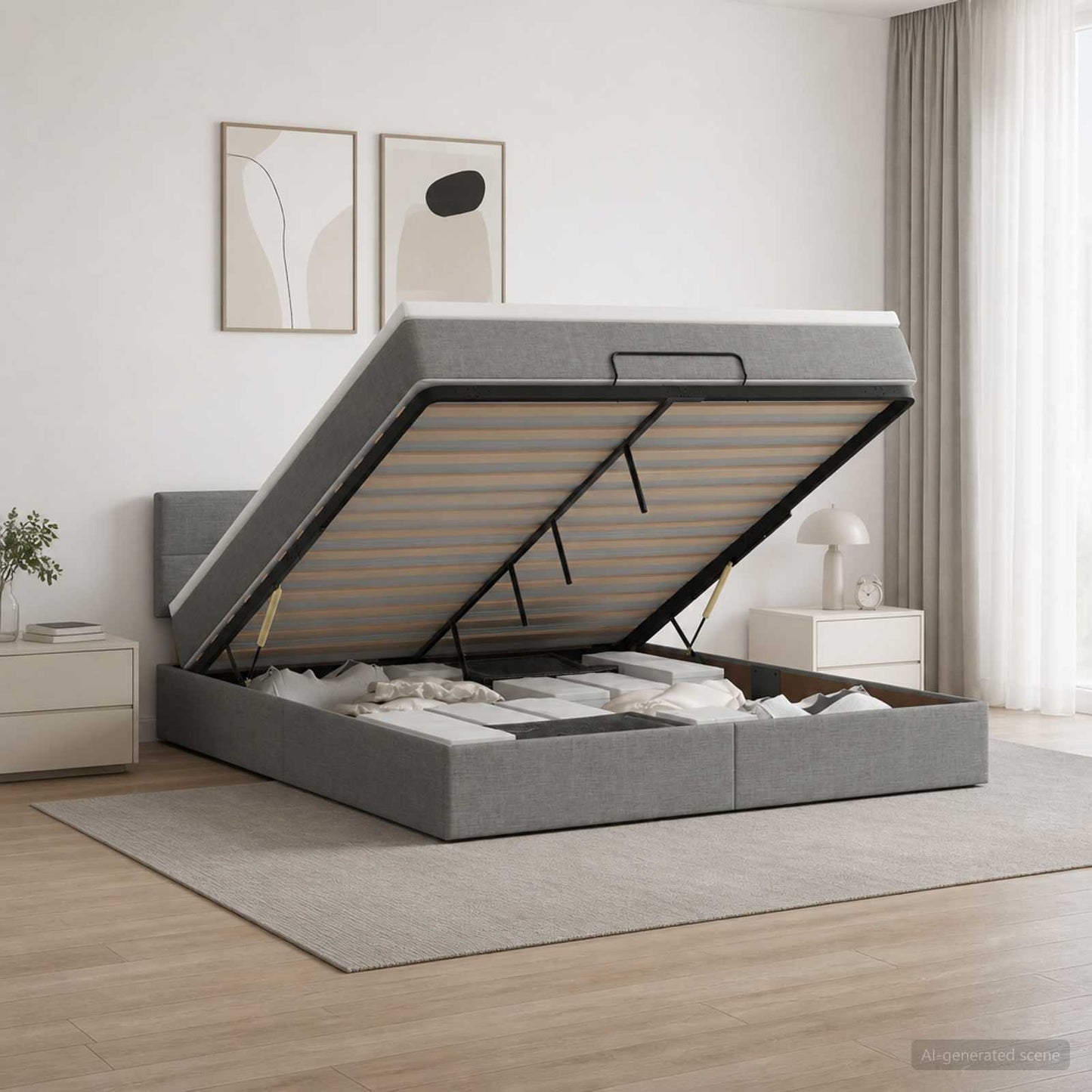 vidaXL Κρεβάτι Ottoman με στρώμα Σκούρο Γκρι 180 x 200 cm Ύφασμα