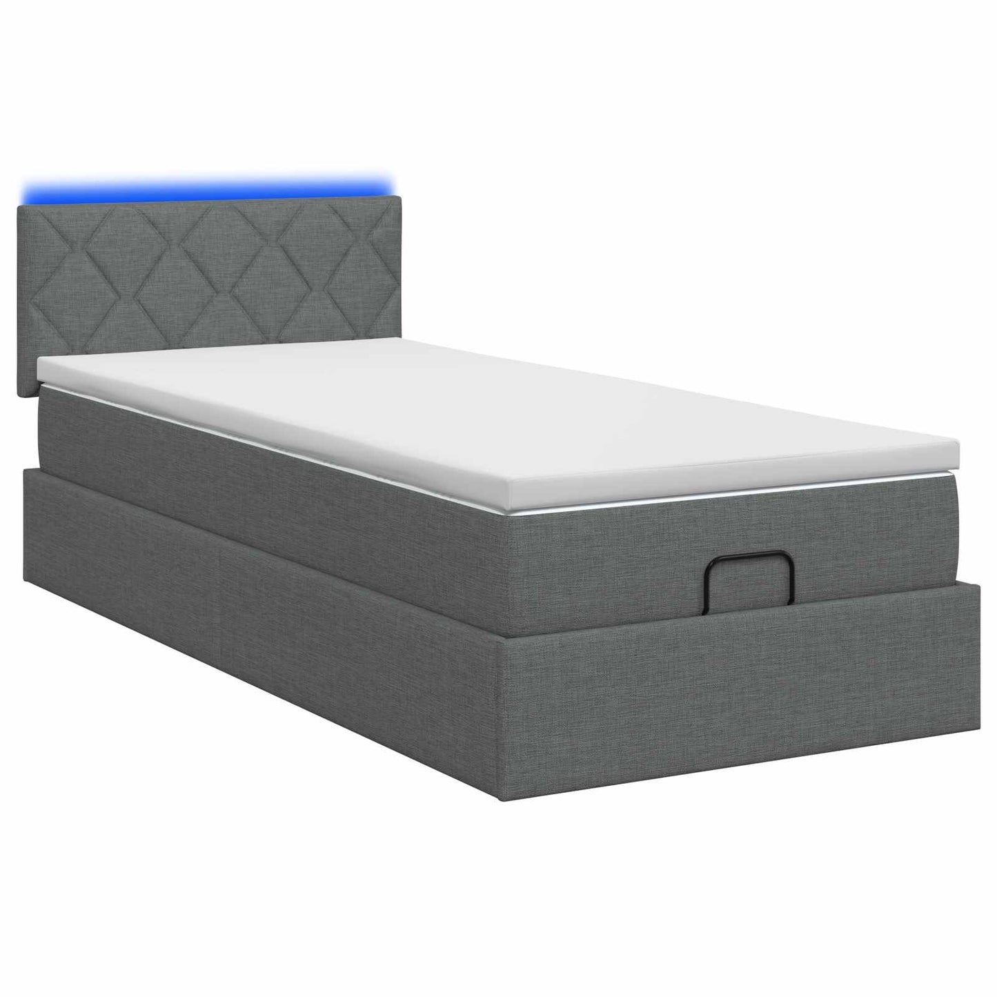 vidaXL Κρεβάτι Ottoman με Στρώμα και LED Σκούρο Γκρι 90 x 190 cm