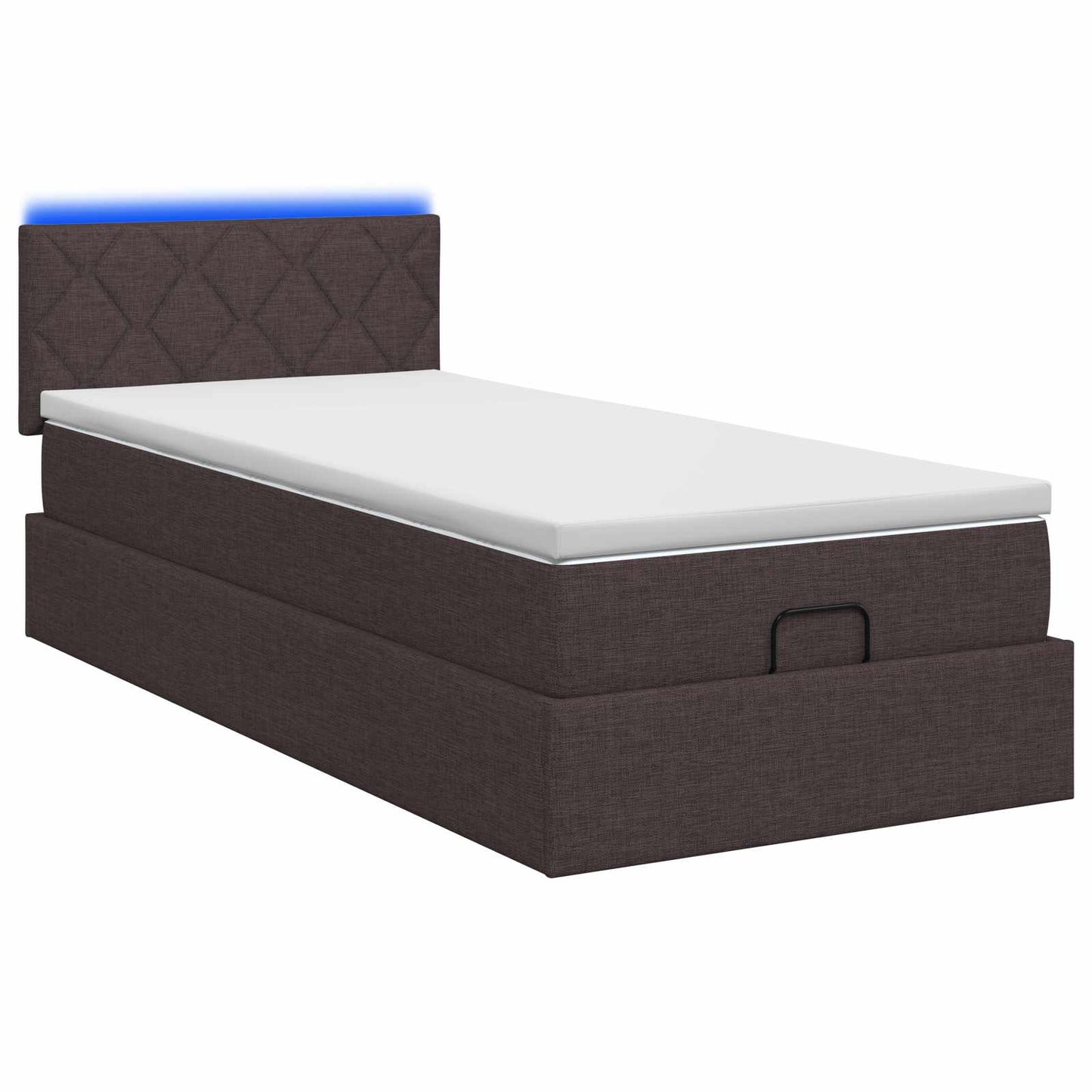 vidaXL Κρεβάτι Ottoman με Στρώμα και LED Σκούρο Καφέ 90 x 190 cm