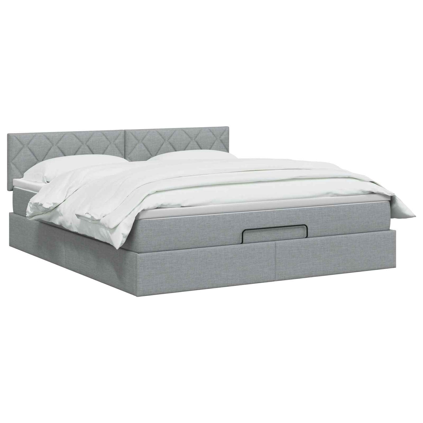 vidaXL Κρεβάτι Ottoman με Στρώμα και LED Ανοιχτό γκρι 140 x 190 cm