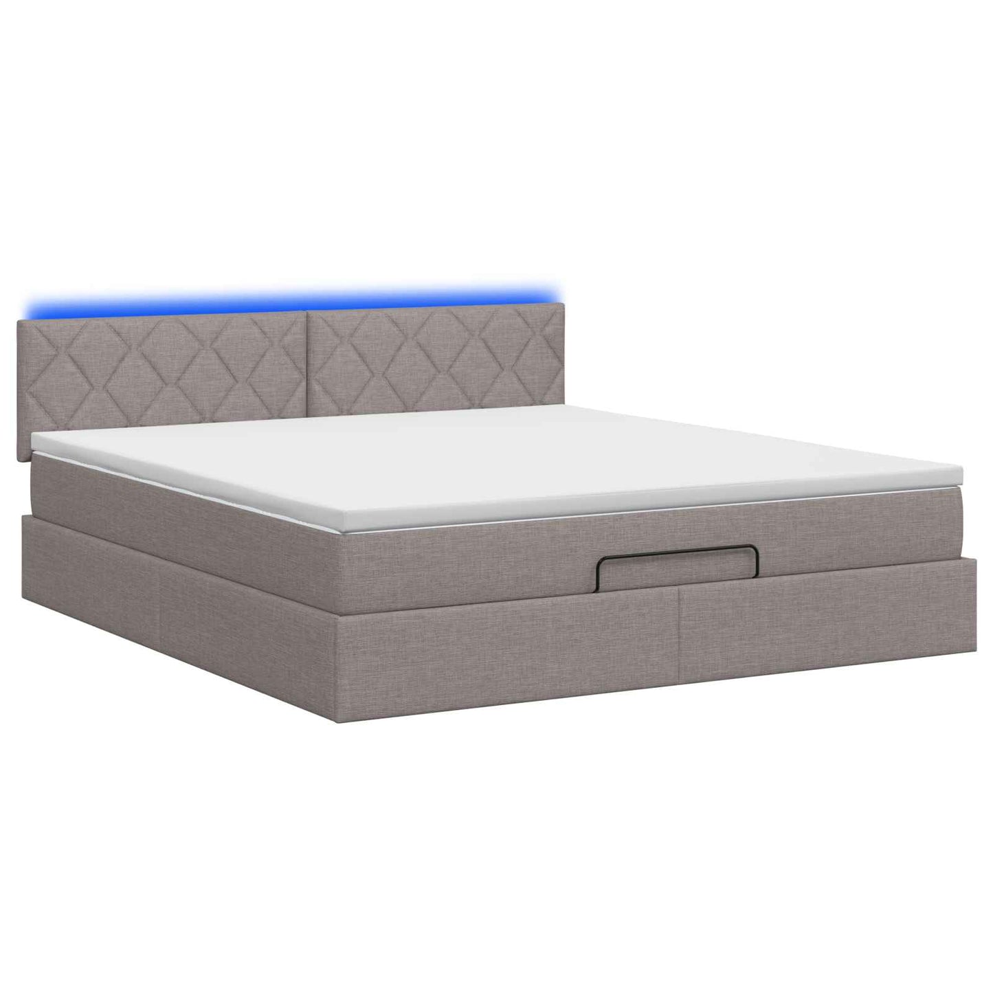 vidaXL Κρεβάτι Ottoman με Στρώμα και LED Taupe 140 x 190 cm Ύφασμα