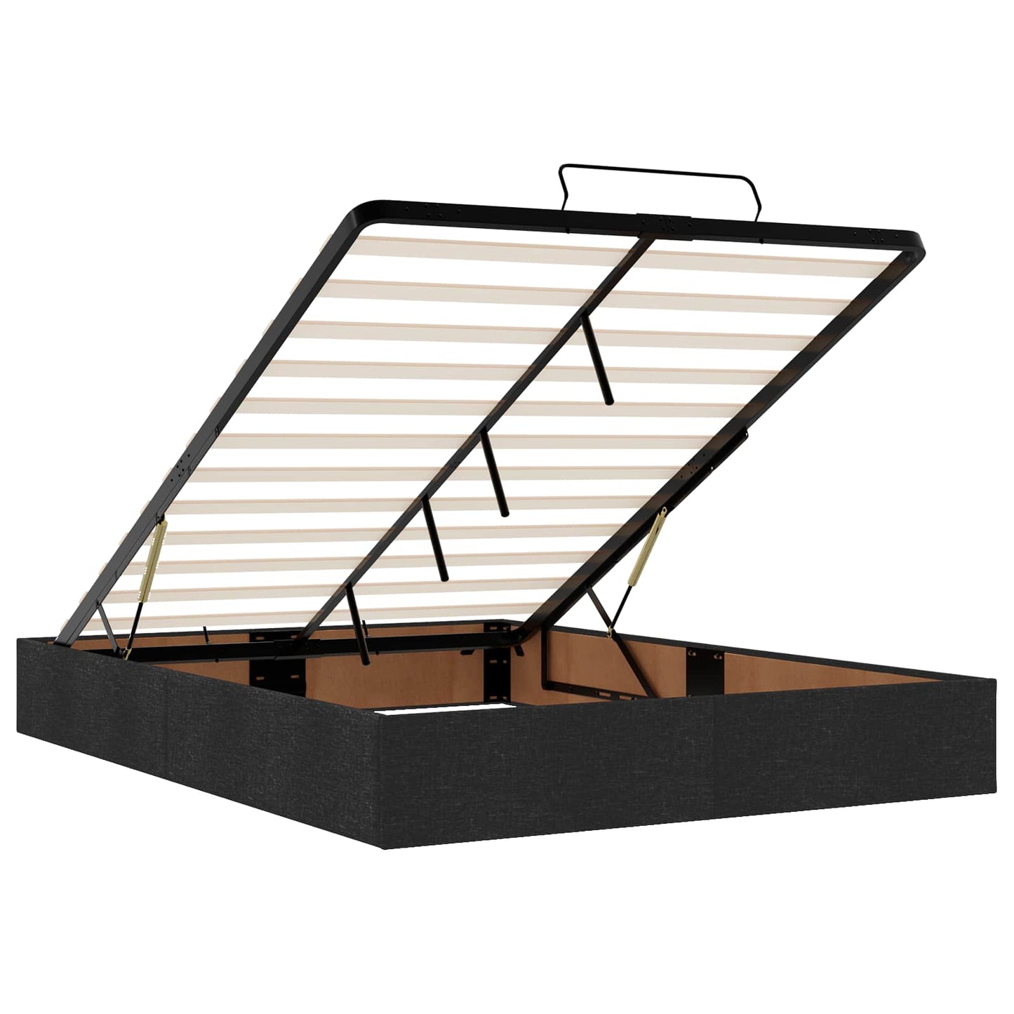 vidaXL Κρεβάτι Ottoman με Στρώμα και LED Μαύρο 160 x 200 cm Ύφασμα