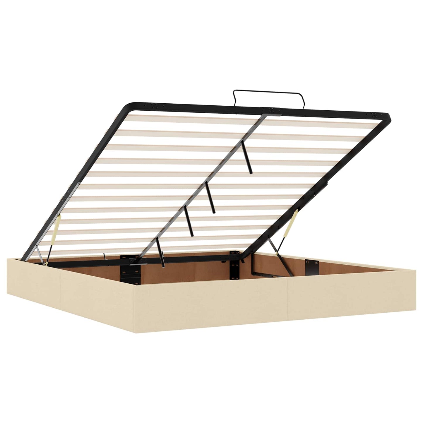 vidaXL Κρεβάτι Ottoman με Στρώμα και LED Κρεμ 180 x 200 cm Ύφασμα