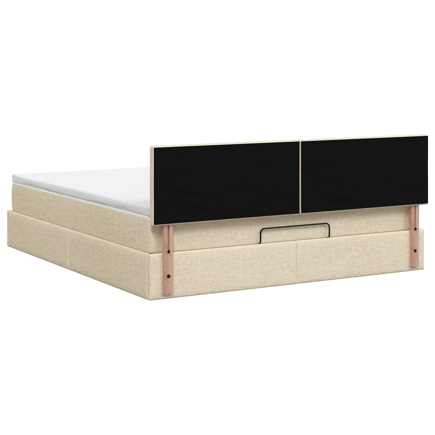 vidaXL Κρεβάτι Ottoman με Στρώμα και LED Κρεμ 180 x 200 cm Ύφασμα