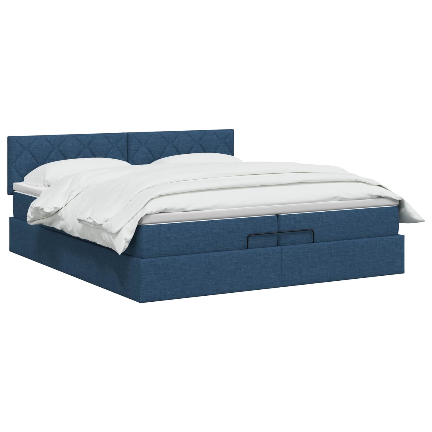 vidaXL Κρεβάτι Ottoman με Στρώμα και LED Μπλε 200 x 200 cm Ύφασμα