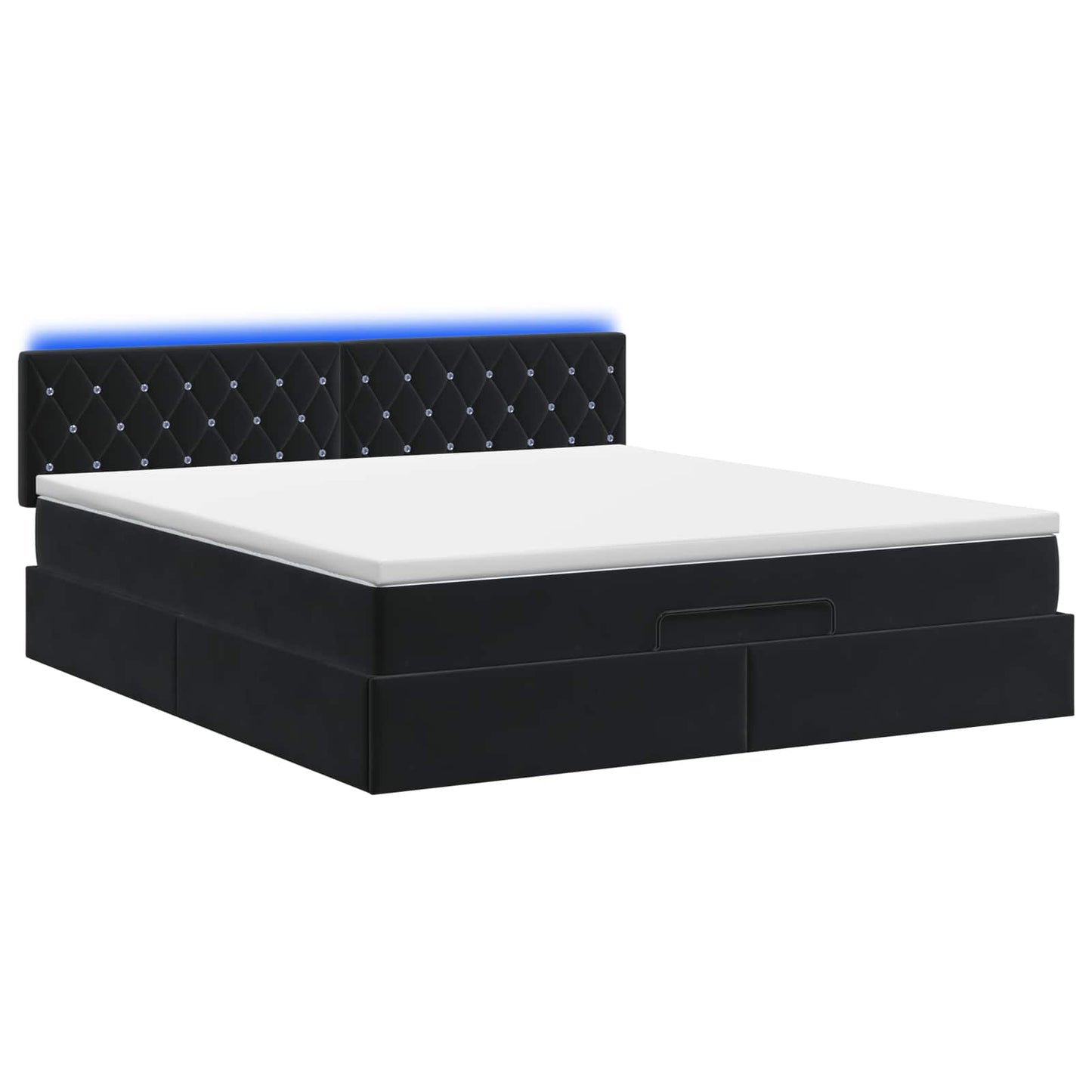 vidaXL Κρεβάτι Ottoman με Στρώμα και LED Μαύρο 160 x 200 cm Βελούδο