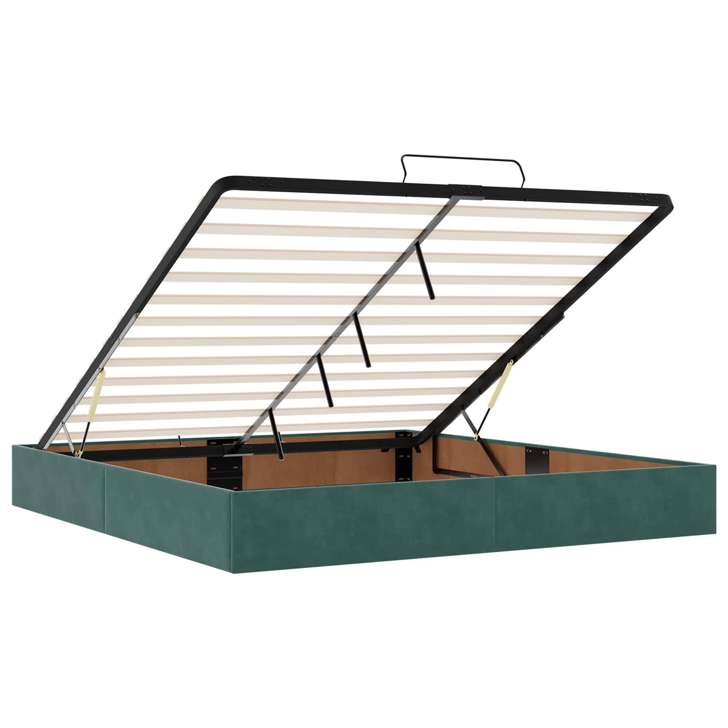 vidaXL Κρεβάτι Ottoman με Στρώμα και LED Σκούρο Πράσινο 180 x 200 cm