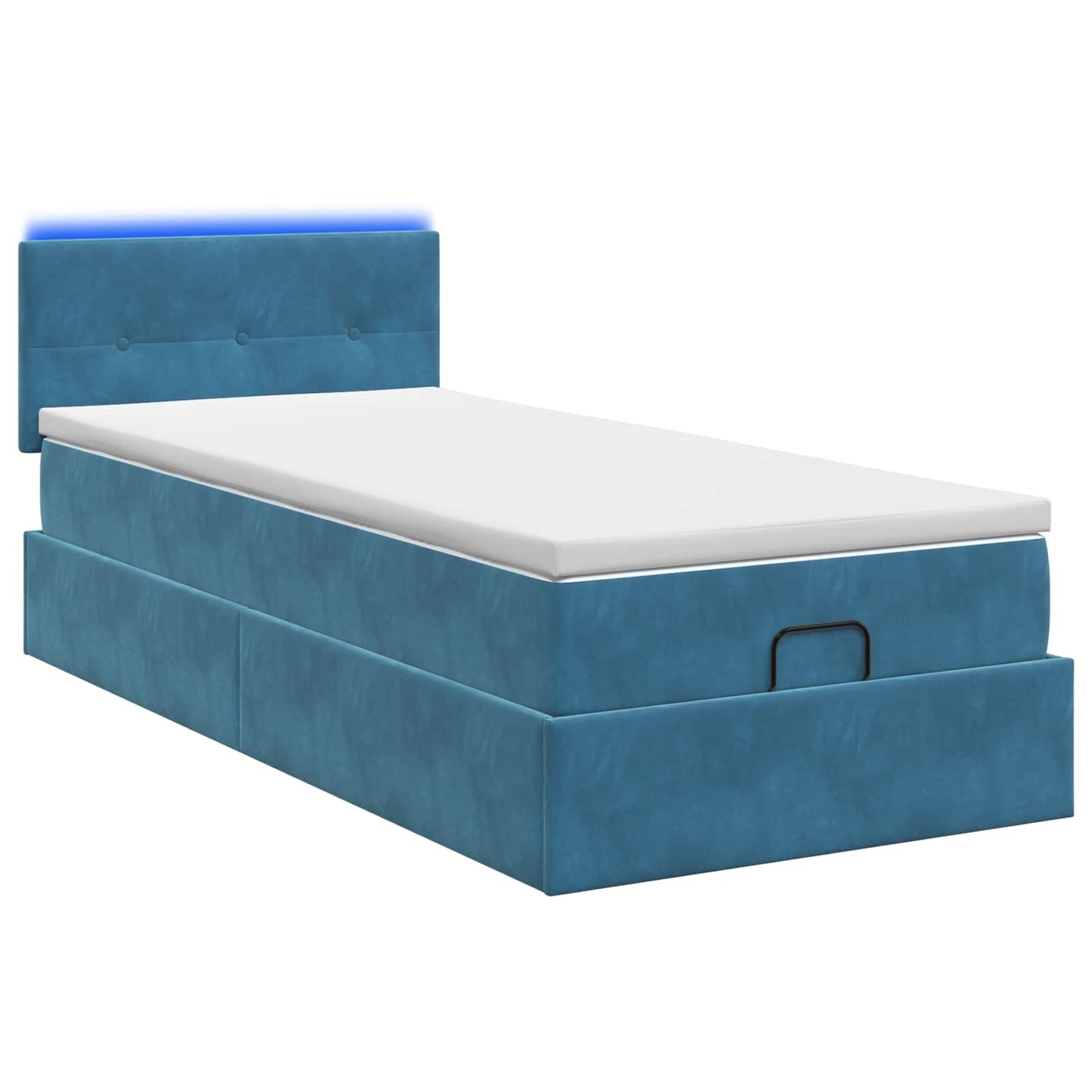 vidaXL Κρεβάτι Ottoman με Στρώμα και LED Σκούρο Μπλε 90 x 190 cm