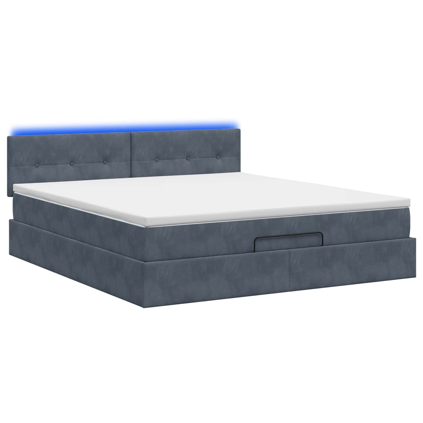 vidaXL Κρεβάτι Ottoman με Στρώμα και LED Σκούρο Γκρι 140 x 190 cm