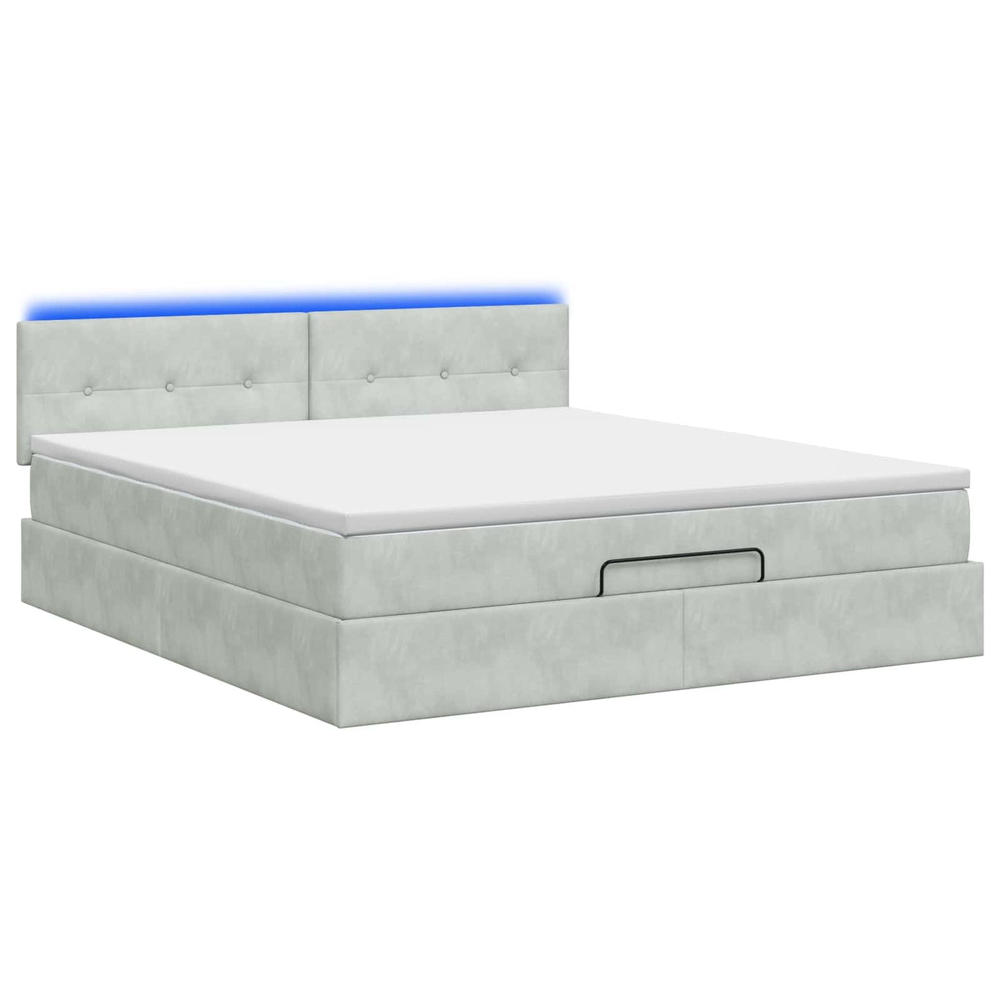 vidaXL Κρεβάτι Ottoman με Στρώμα και LED Ανοιχτό γκρι 180 x 200 cm