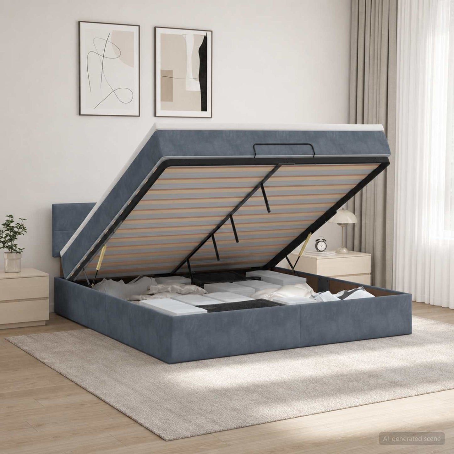 vidaXL Κρεβάτι Ottoman με στρώμα Σκούρο Γκρι 180 x 200 cm Βελούδο