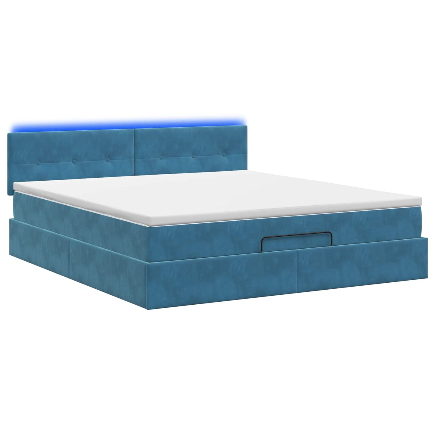 vidaXL Κρεβάτι Ottoman με Στρώμα και LED Σκούρο Μπλε 180 x 200 cm