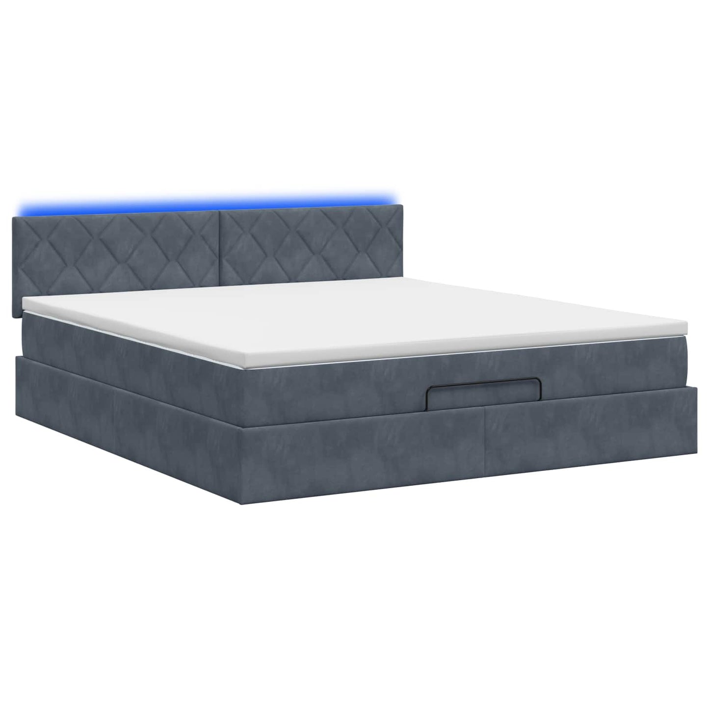 vidaXL Κρεβάτι Ottoman με Στρώμα και LED Σκούρο Γκρι 140 x 190 cm