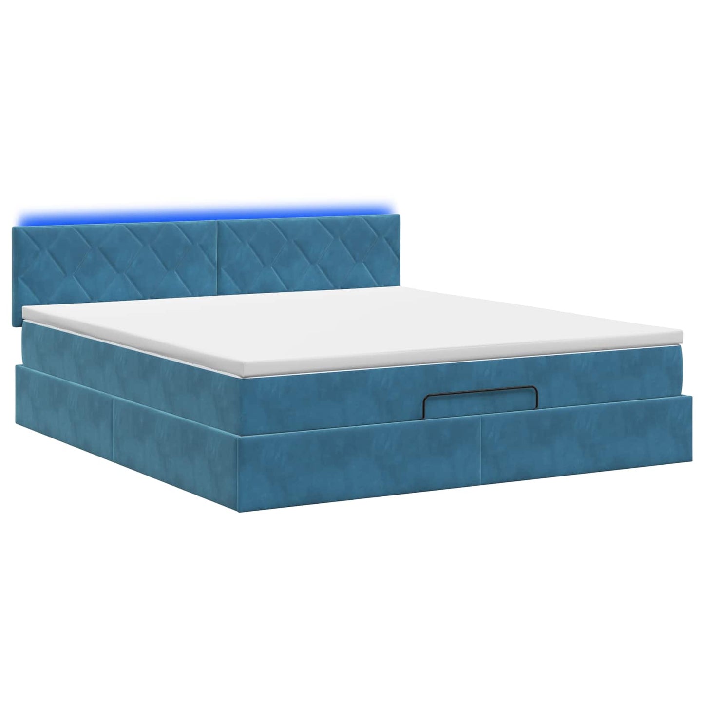 vidaXL Κρεβάτι Ottoman με Στρώμα και LED Σκούρο Μπλε 140 x 190 cm