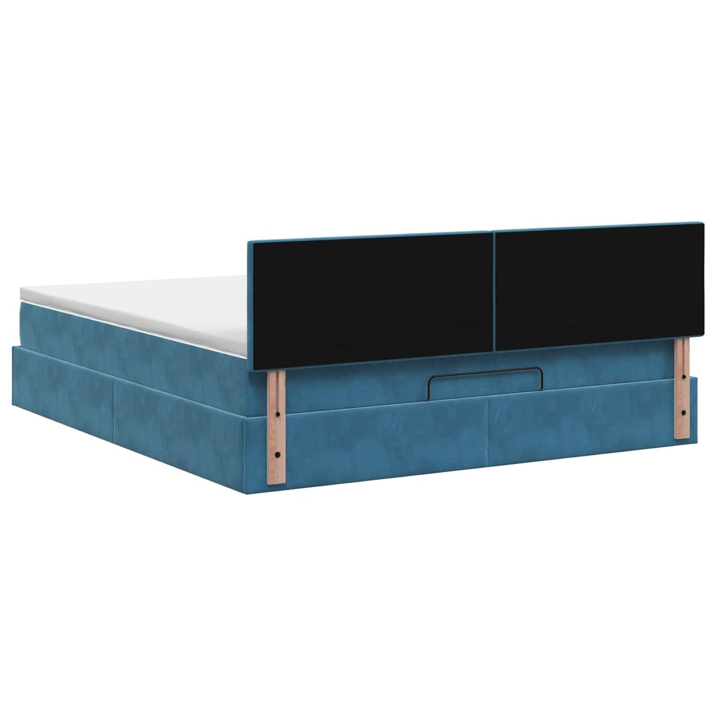 vidaXL Κρεβάτι Ottoman με Στρώμα και LED Σκούρο Μπλε 140 x 190 cm
