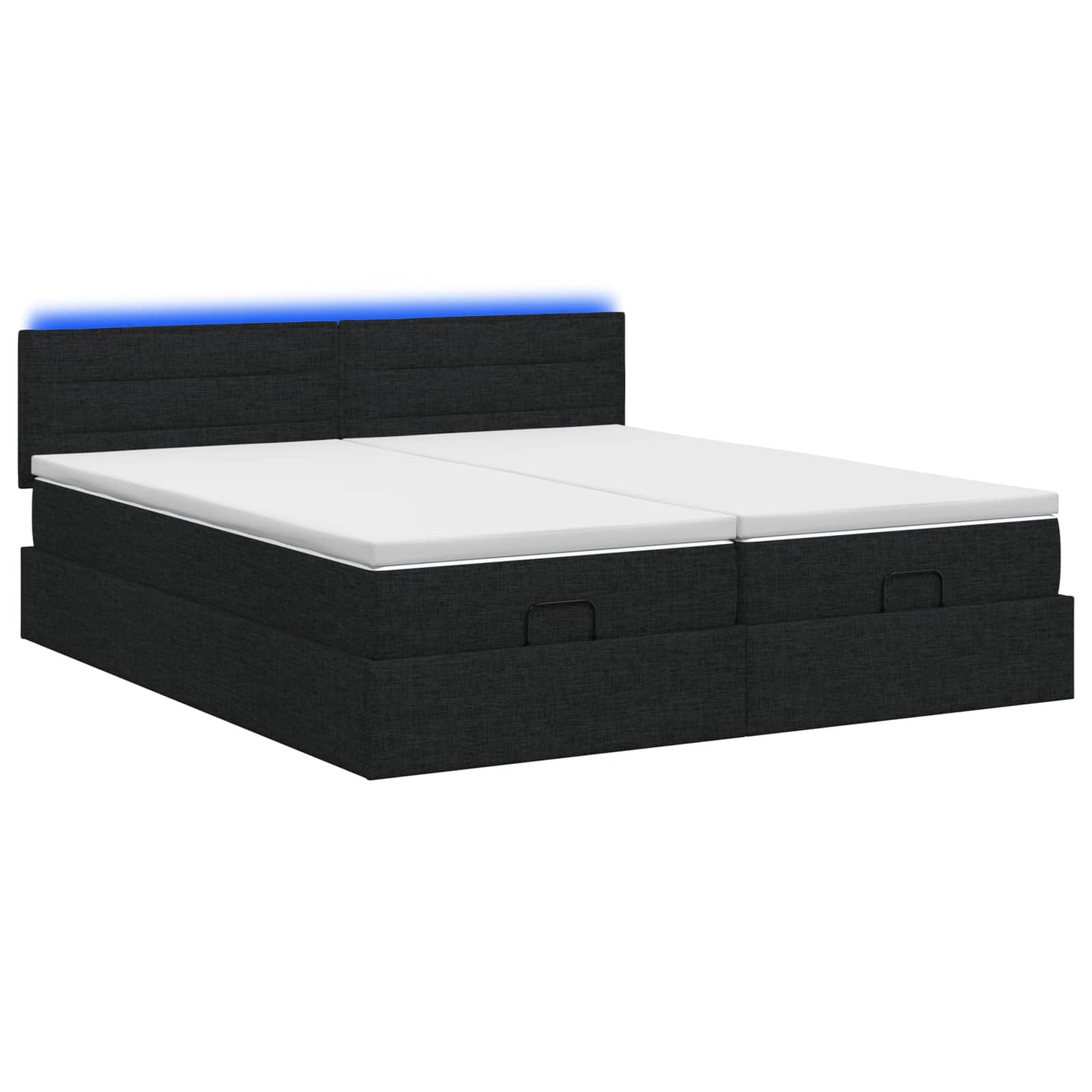 vidaXL Κρεβάτι Ottoman με Στρώμα και LED Μαύρο 160 x 200 cm Ύφασμα