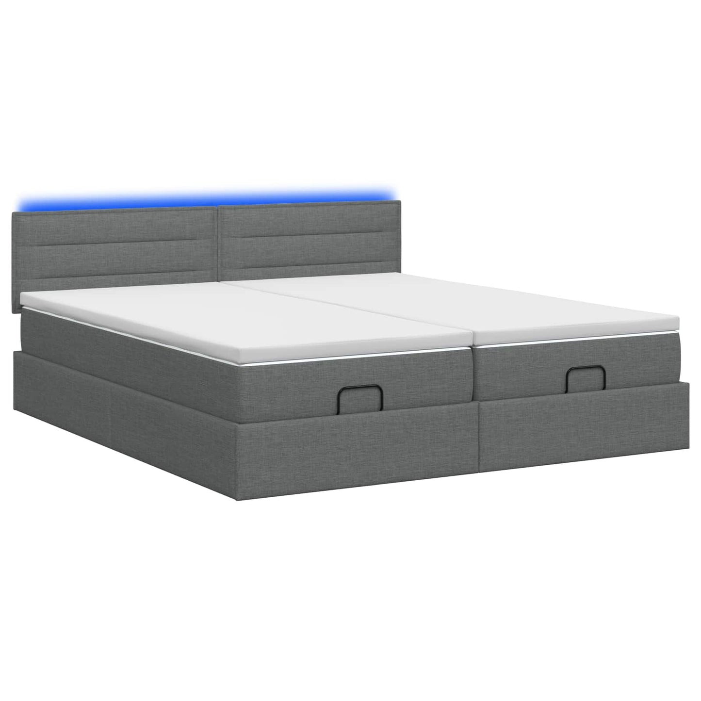 vidaXL Κρεβάτι Ottoman με Στρώμα και LED Σκούρο Γκρι 200 x 200 cm