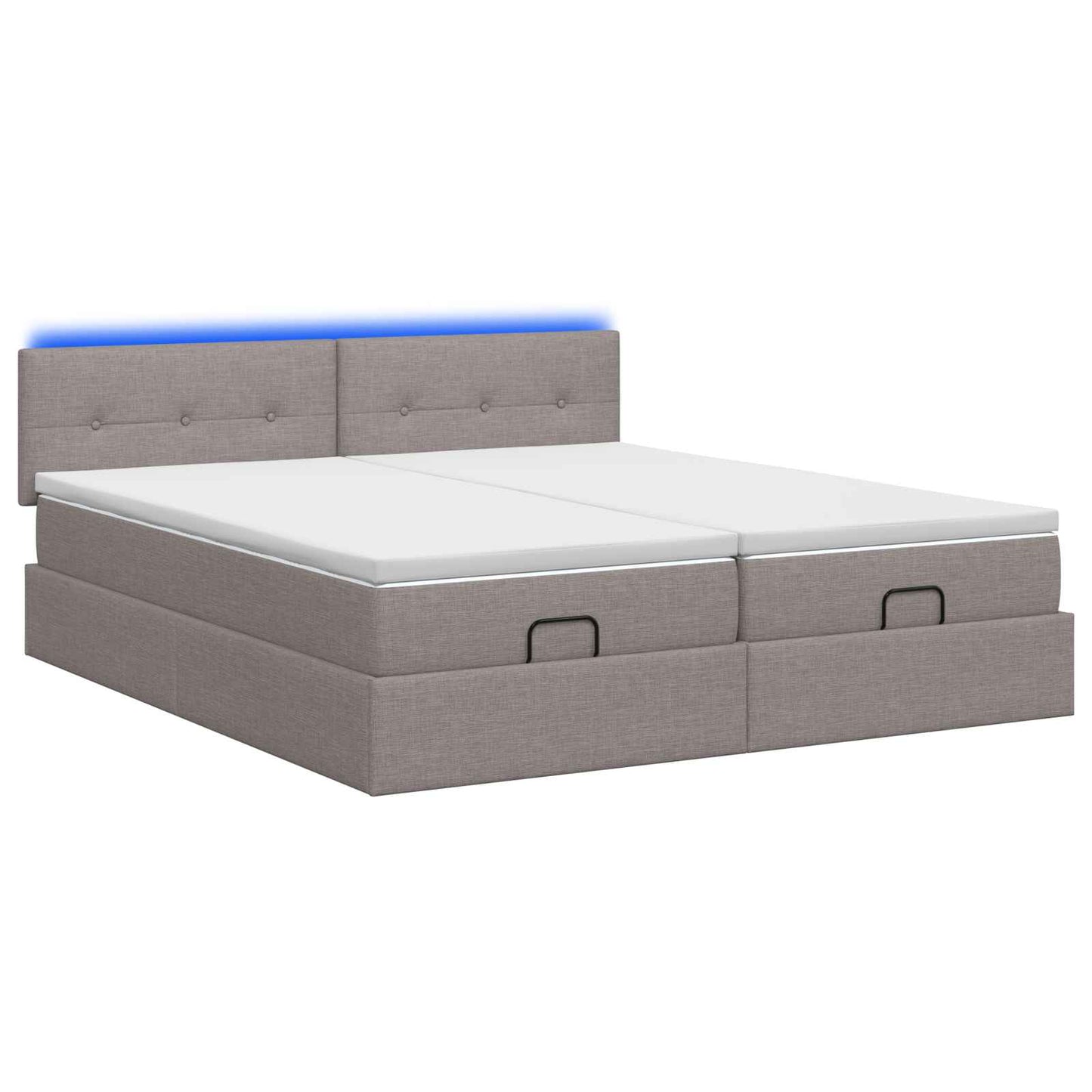vidaXL Κρεβάτι Ottoman με Στρώμα και LED Taupe 200 x 200 cm Ύφασμα