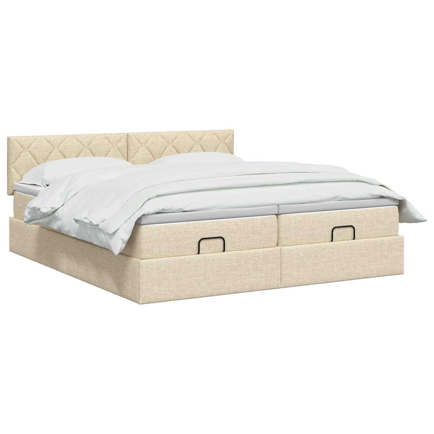 vidaXL Κρεβάτι Ottoman με Στρώμα και LED Κρεμ 180 x 200 cm Ύφασμα