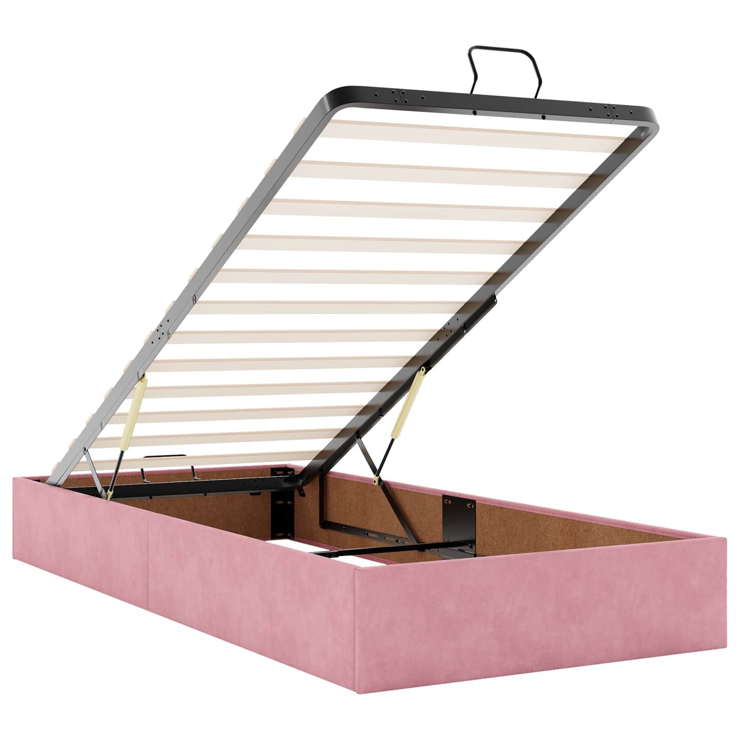 vidaXL Κρεβάτι Ottoman με Στρώμα και LED Ροζ 160 x 200 cm Βελούδο