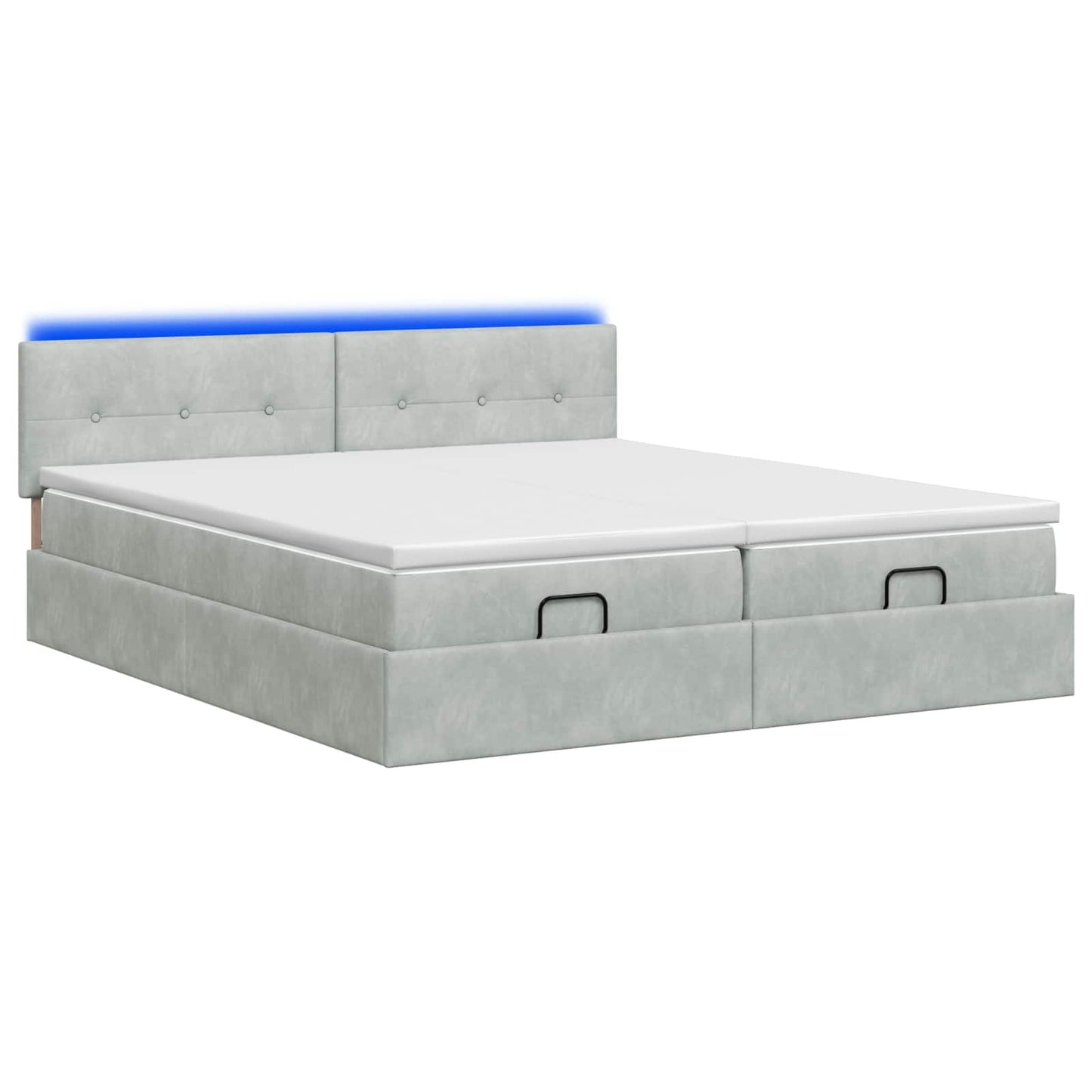 vidaXL Κρεβάτι Ottoman με Στρώμα και LED Ανοιχτό γκρι 180 x 200 cm