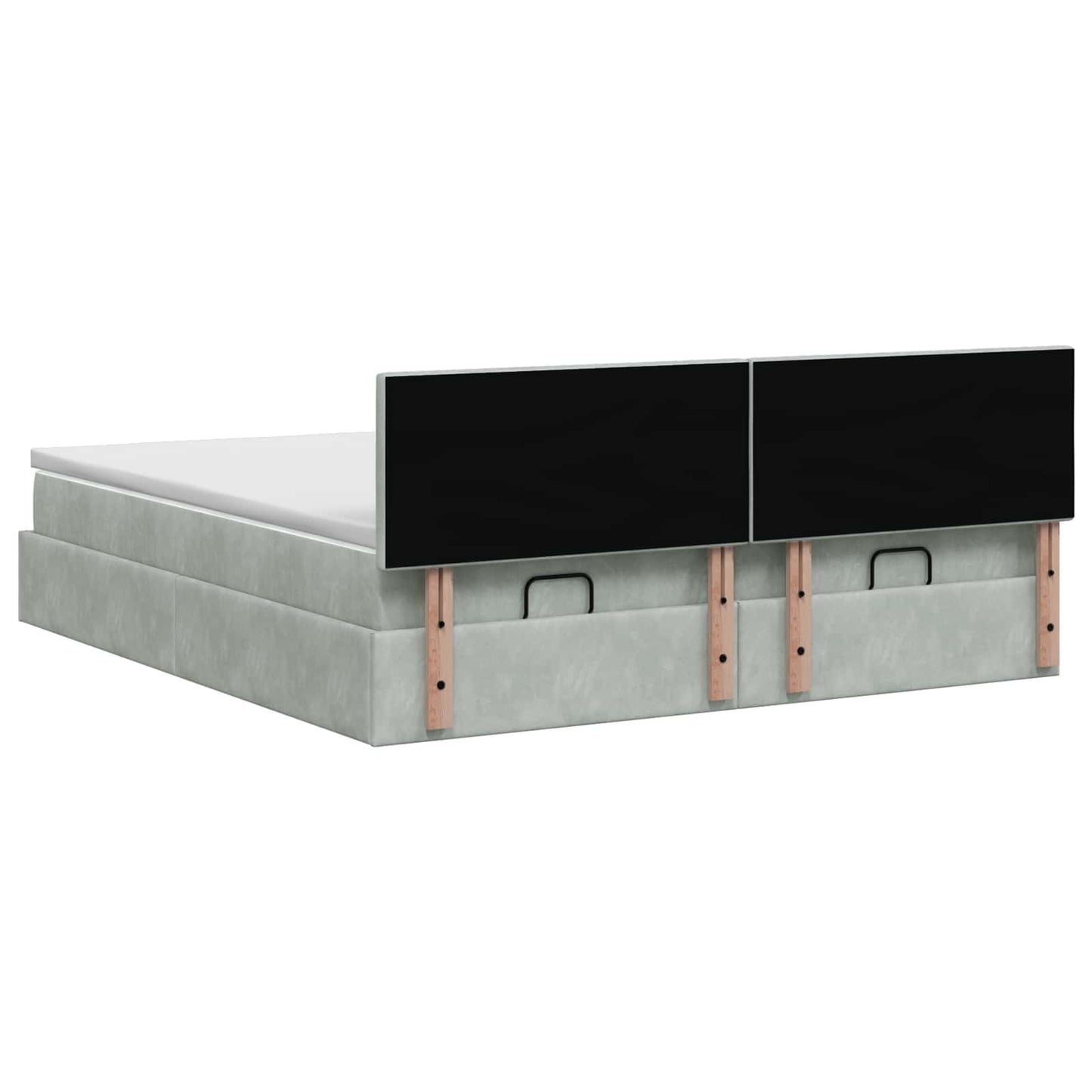 vidaXL Κρεβάτι Ottoman με Στρώμα και LED Ανοιχτό γκρι 200 x 200 cm