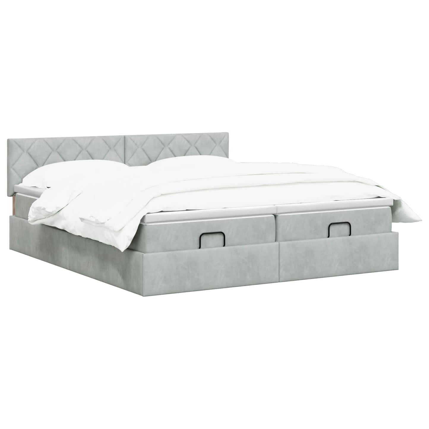 vidaXL Κρεβάτι Ottoman με Στρώμα και LED Ανοιχτό γκρι 180 x 200 cm