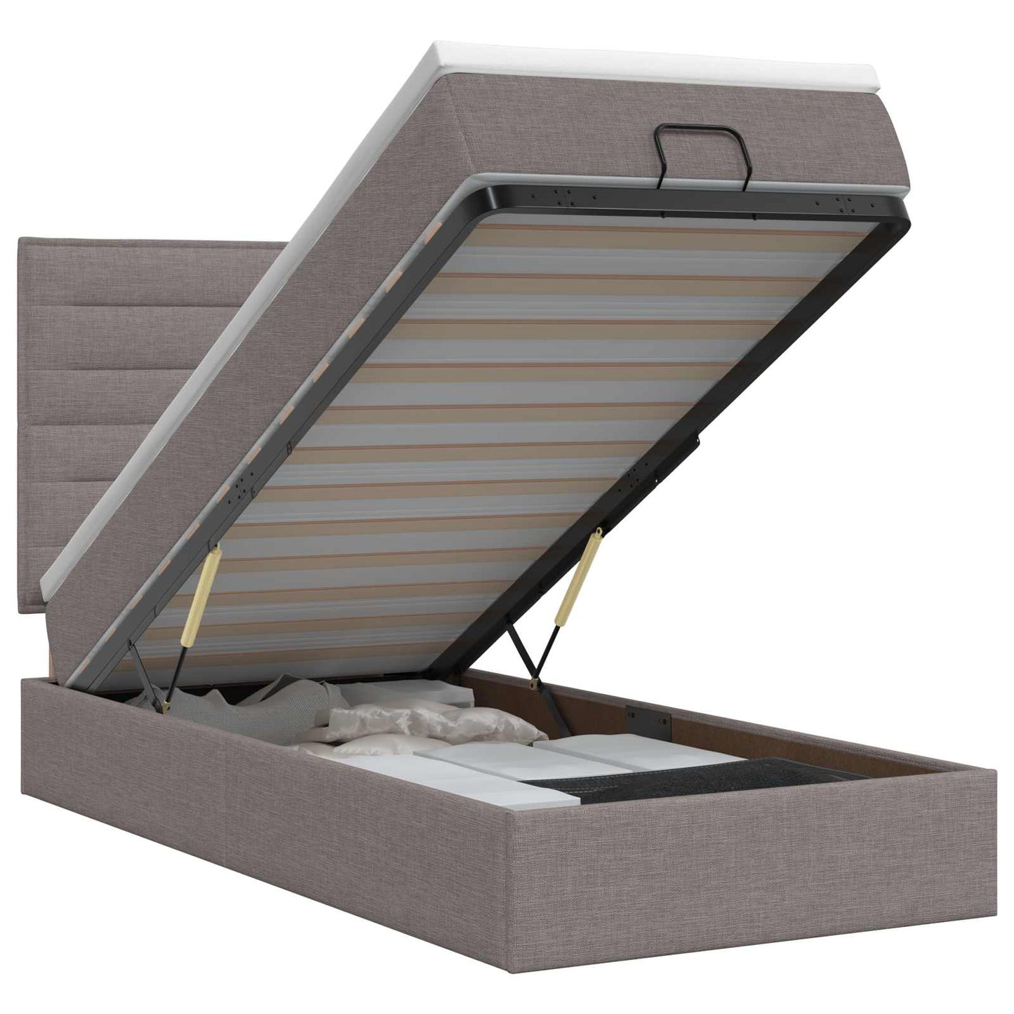 vidaXL Κρεβάτι Ottoman με στρώμα με κεφαλάρι Taupe 80 x 200 cm Ύφασμα