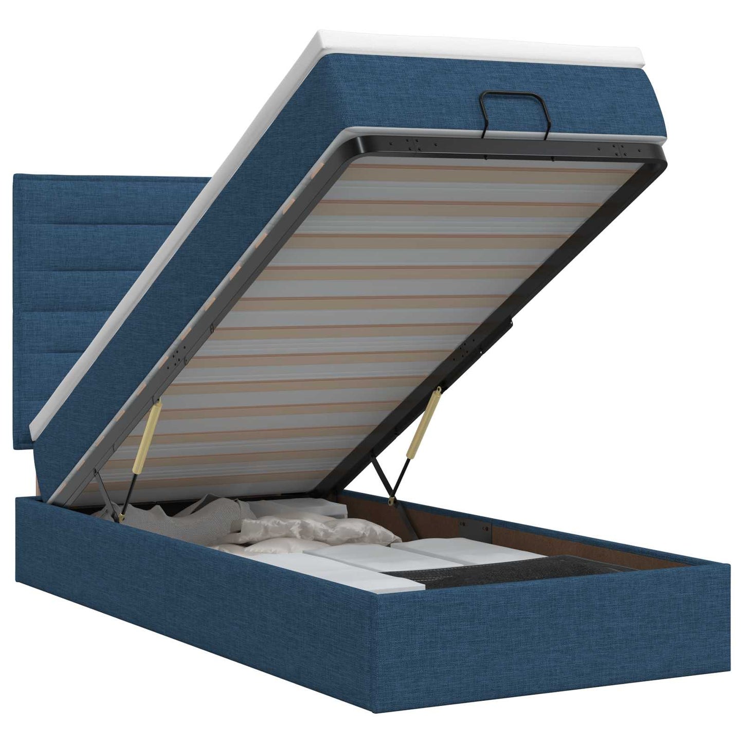 vidaXL Κρεβάτι Ottoman με στρώμα με κεφαλάρι Μπλε 80 x 200 cm Ύφασμα