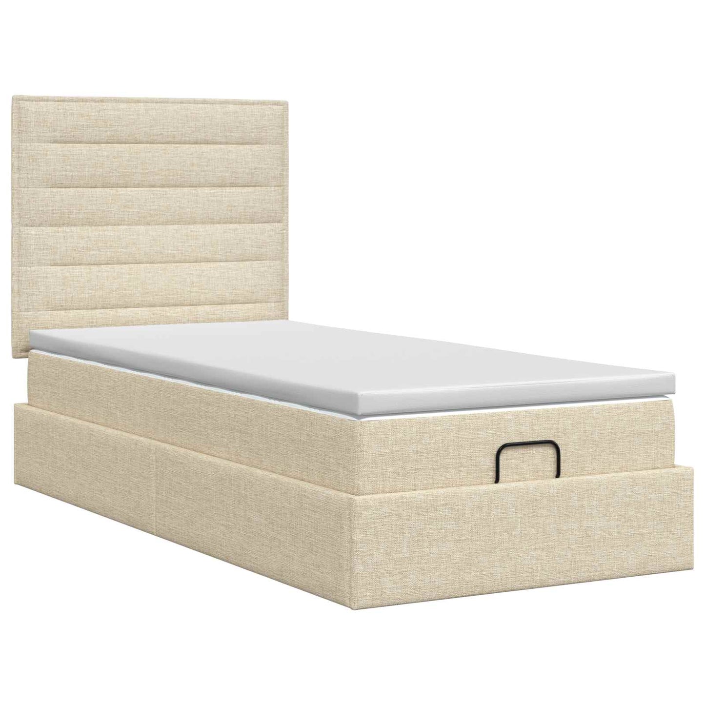 vidaXL Κρεβάτι Ottoman με στρώμα με κεφαλάρι Κρεμ 90 x 190 cm Ύφασμα