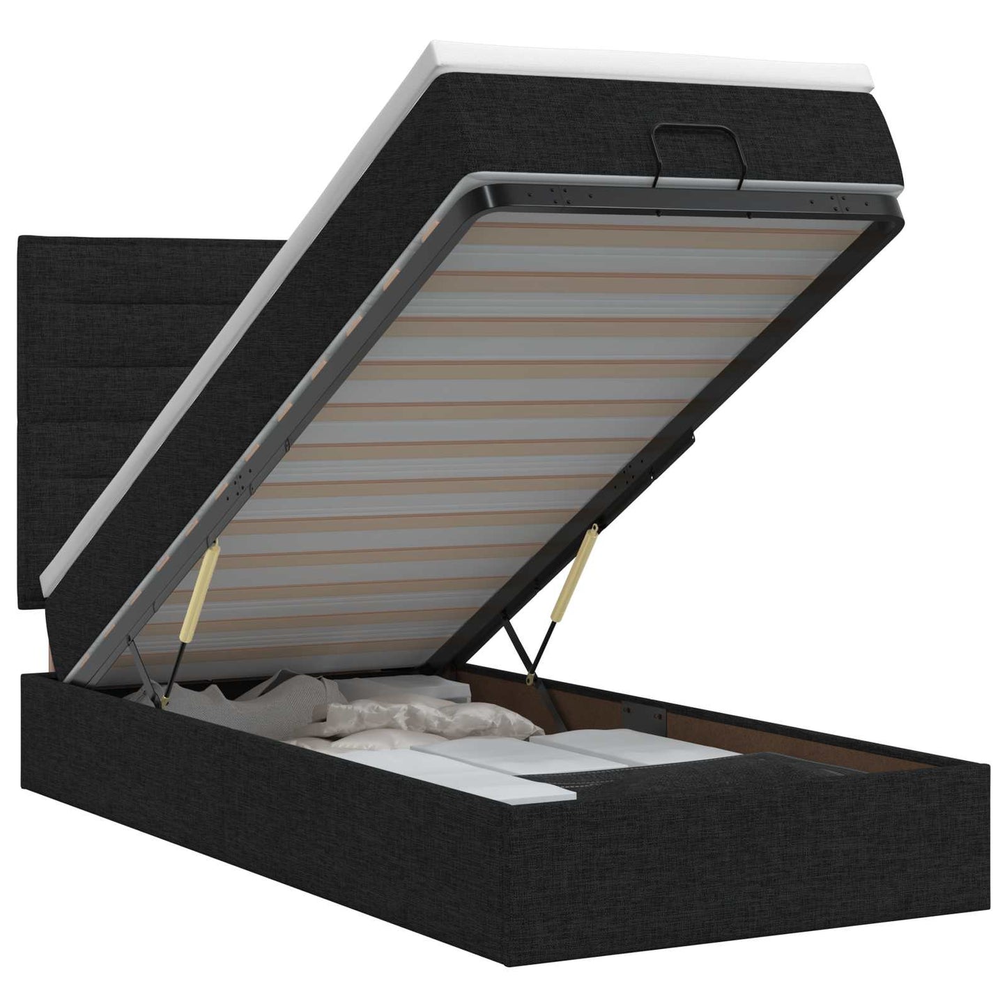 vidaXL Κρεβάτι Ottoman με στρώμα με κεφαλάρι Μαύρο 100 x 200 cm Ύφασμα