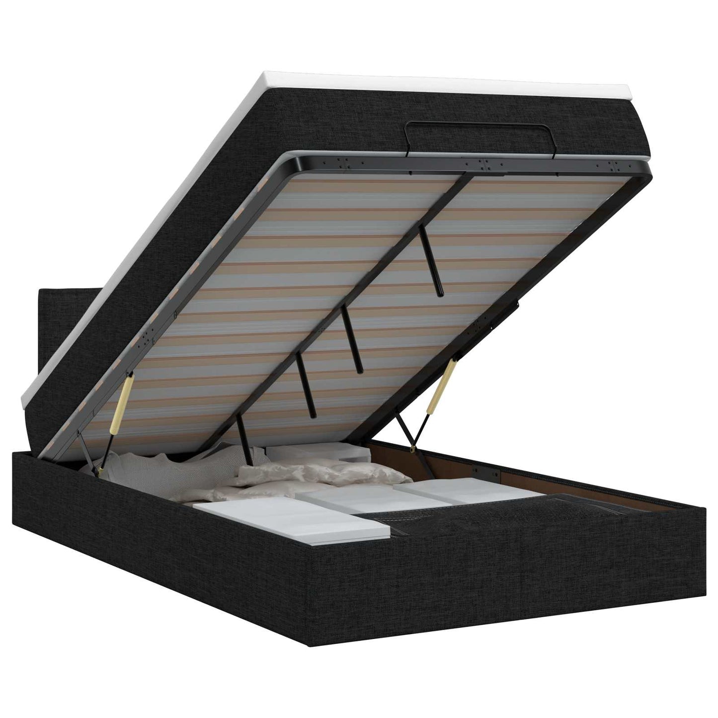 vidaXL Κρεβάτι Ottoman με στρώμα με κεφαλάρι Μαύρο 120 x 200 cm Ύφασμα