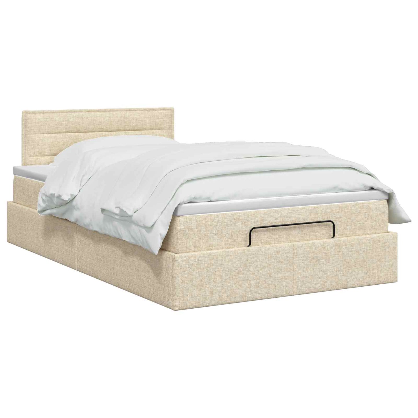 vidaXL Κρεβάτι Ottoman με στρώμα με κεφαλάρι Κρεμ 120 x 200 cm Ύφασμα