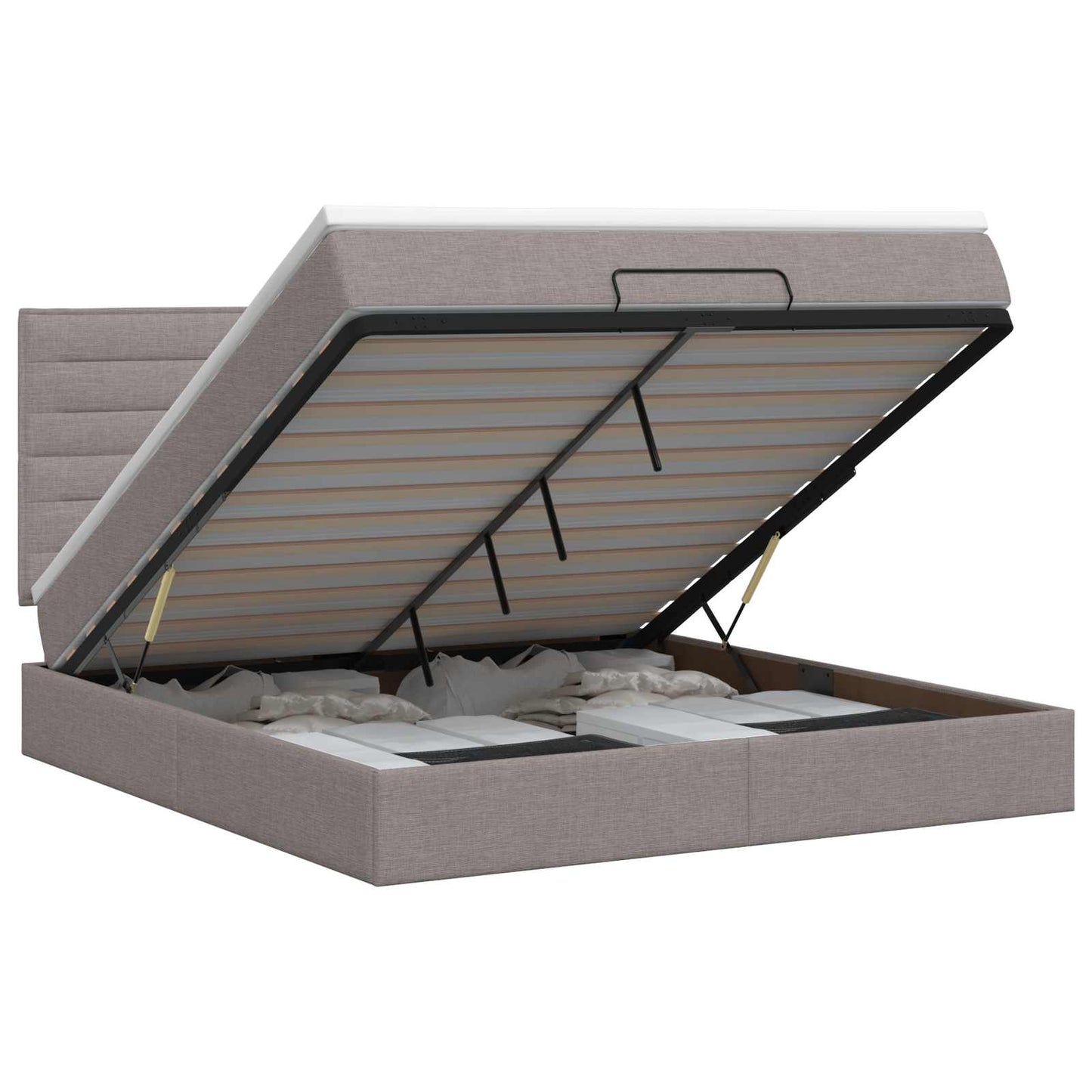 vidaXL Κρεβάτι Ottoman με στρώμα με κεφαλάρι Taupe 140 x 190 cm Ύφασμα