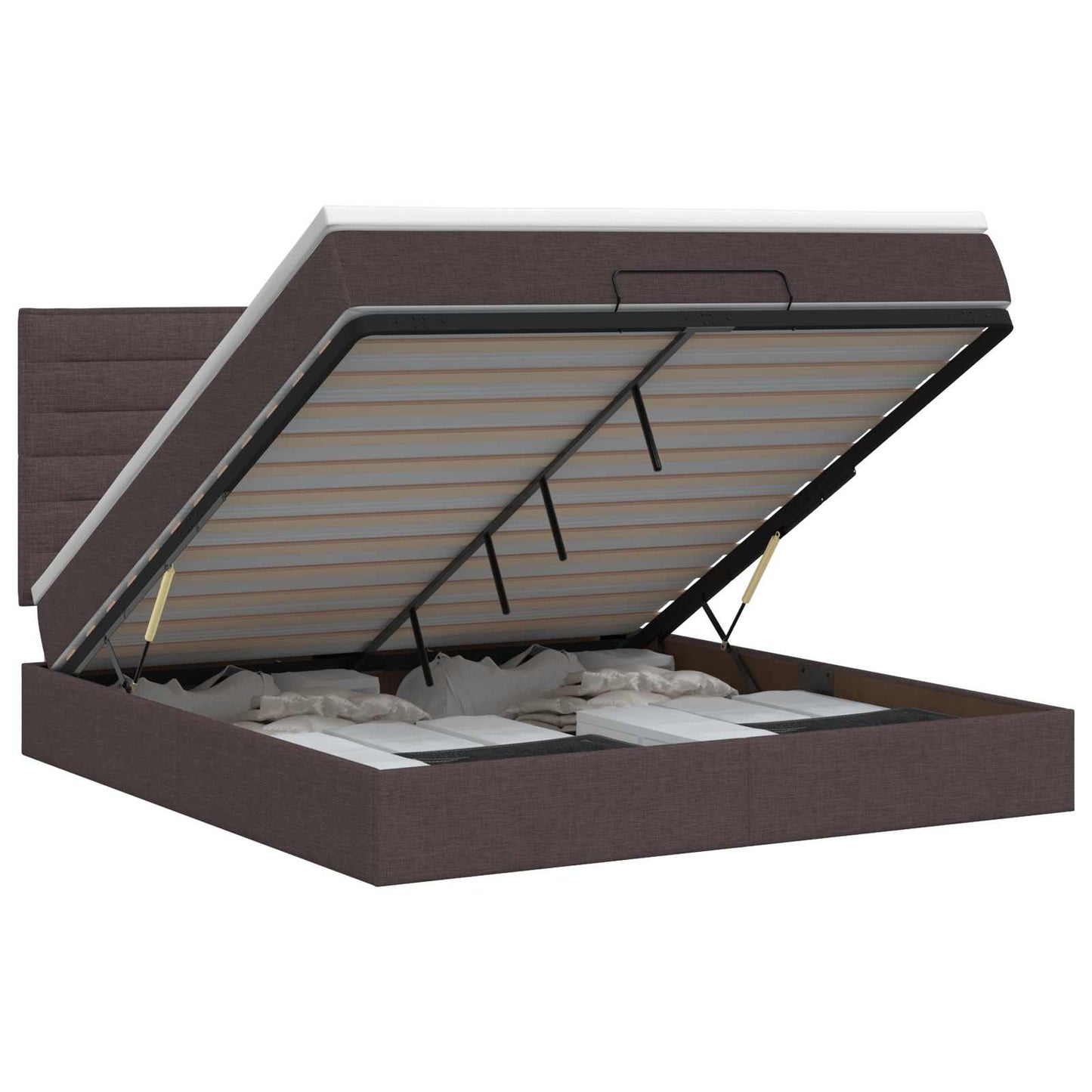 vidaXL Κρεβάτι Ottoman με στρώμα Σκούρο Καφέ 160 x 200 cm Ύφασμα