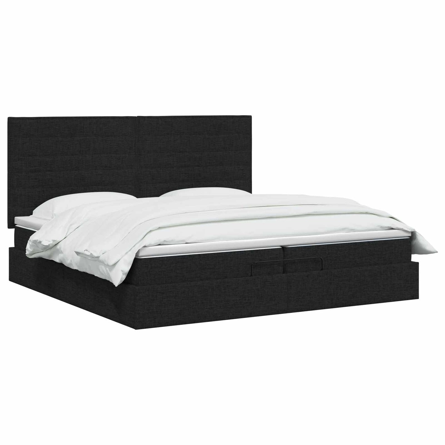 vidaXL Κρεβάτι Ottoman με στρώμα με κεφαλάρι Μαύρο 200 x 200 cm Ύφασμα
