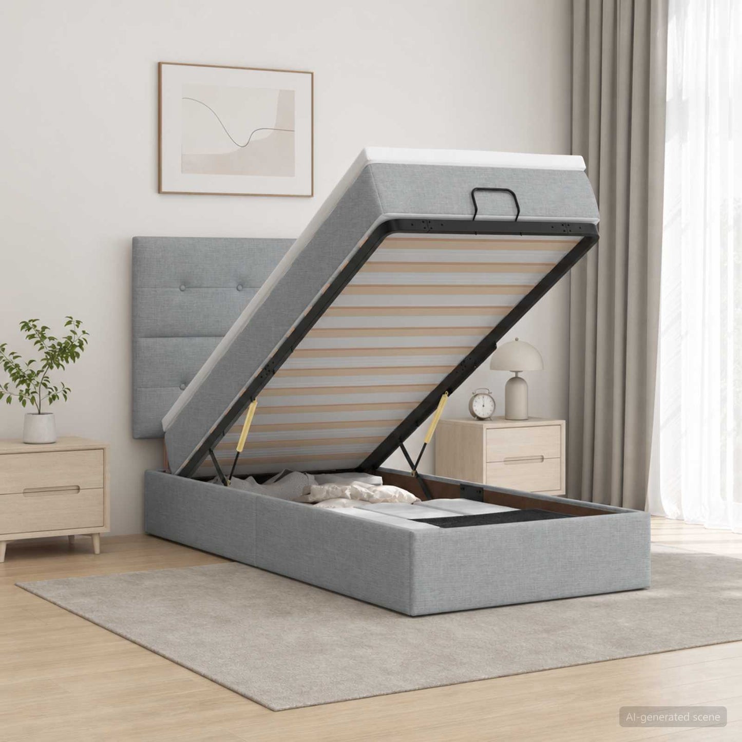 vidaXL Κρεβάτι Ottoman με στρώμα Ανοιχτό γκρι 80 x 200 cm Ύφασμα